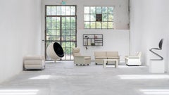 Dieter Rams, Lounge Chair & Ottoman Rz 620 by Vitsœ, Cream-Coloured Leather 1962