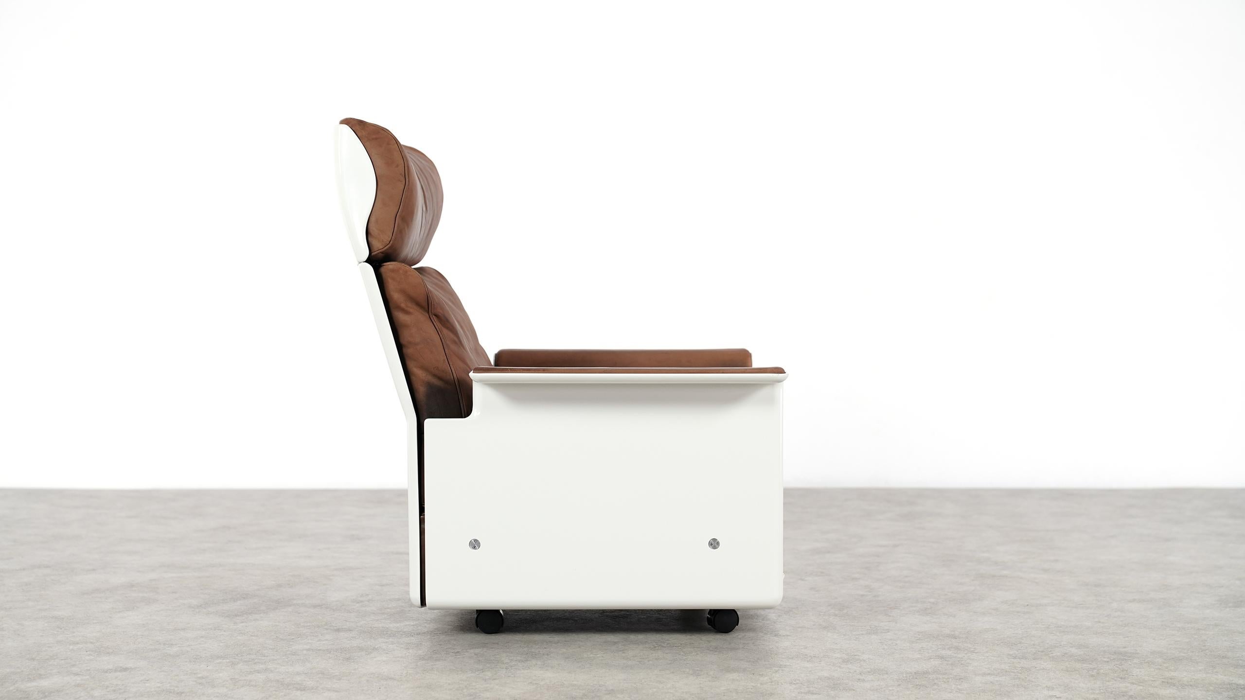 Mid-Century Modern Dieter Rams Lounge Chair RZ 62 1962 by Vitsœ, Germany, Chocolate Leather