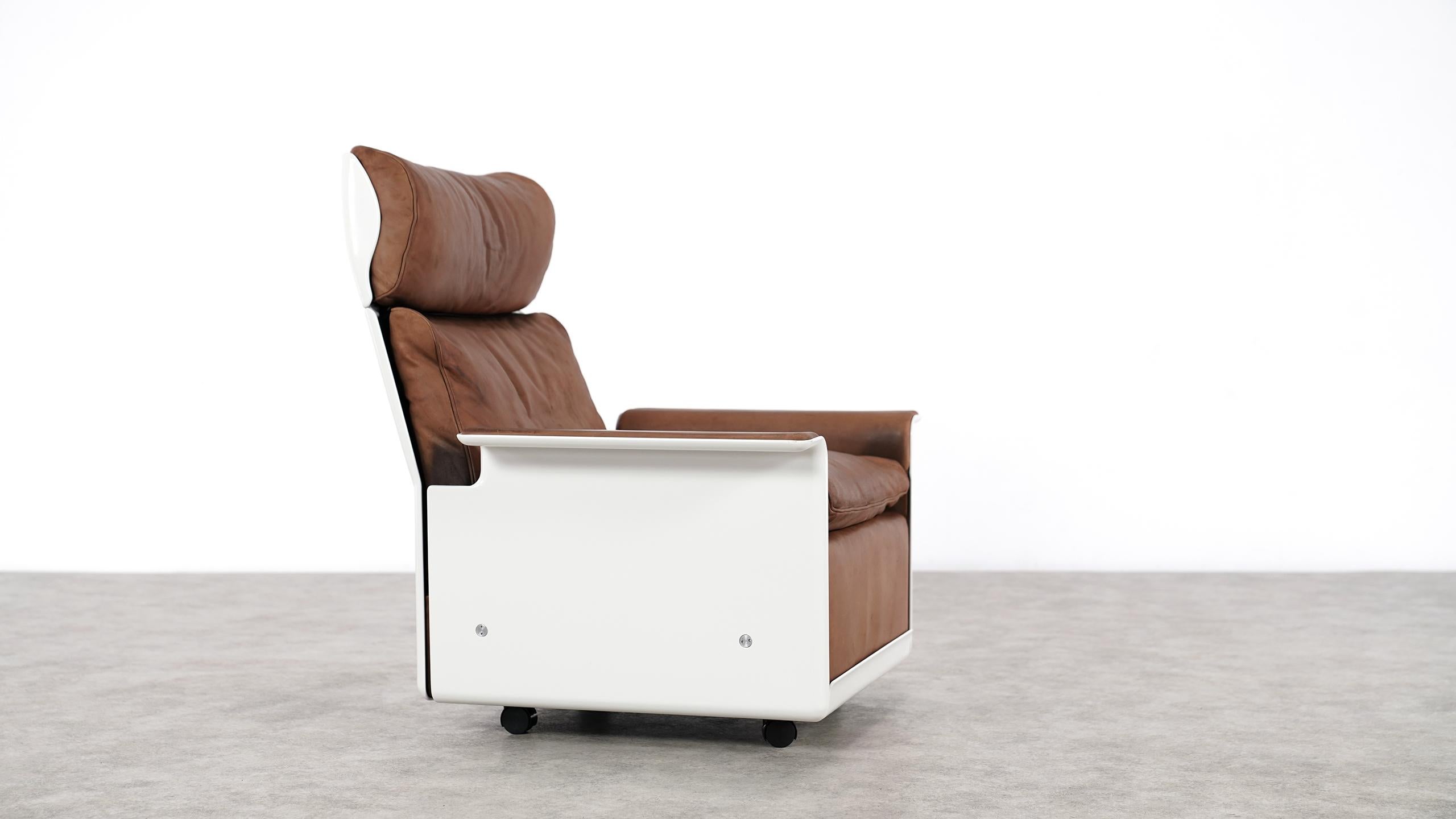 Dieter Rams Lounge Chair RZ 62 1962 by Vitsœ, Germany, Chocolate Leather In Good Condition In Munster, NRW