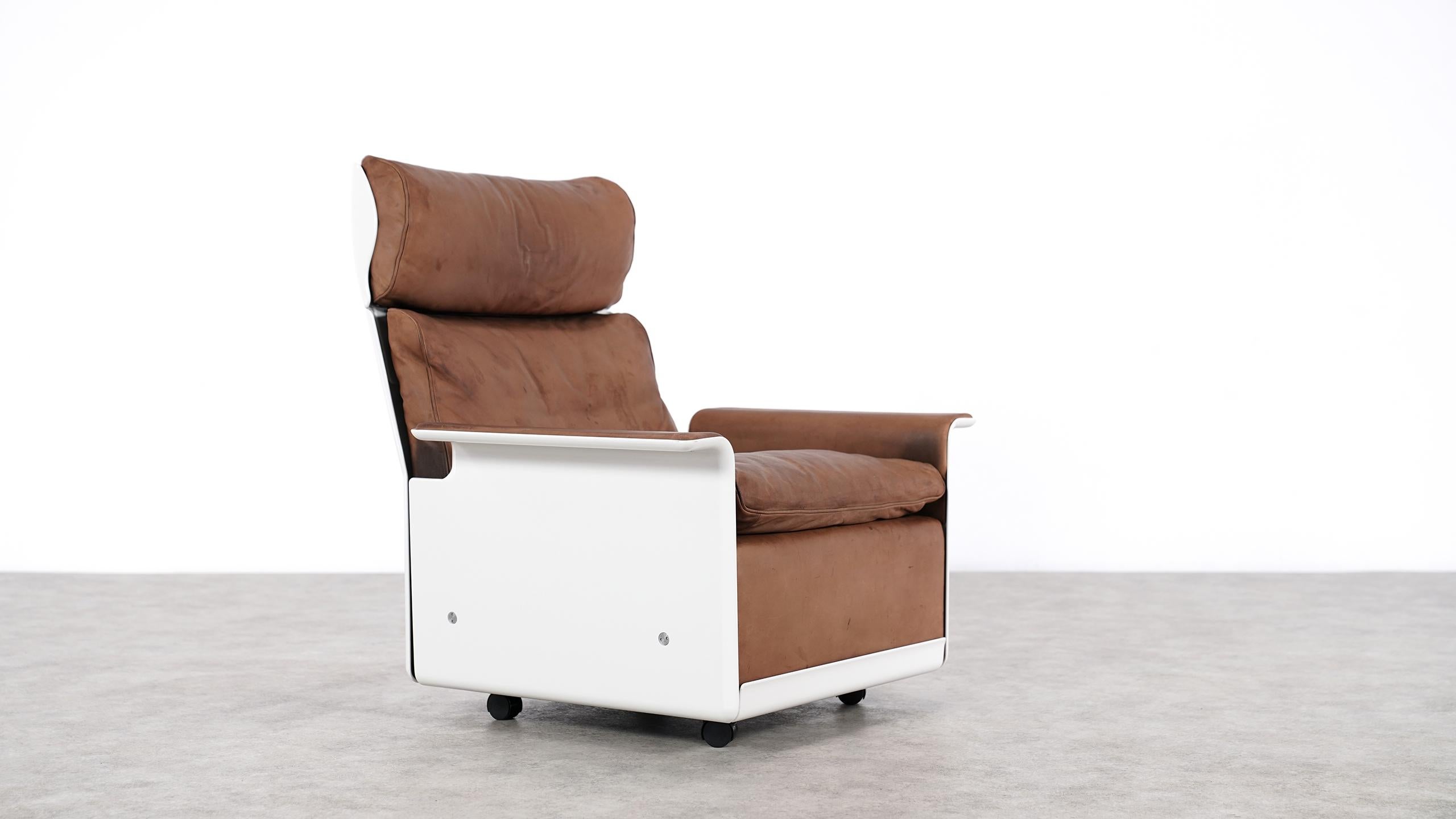 Mid-20th Century Dieter Rams Lounge Chair RZ 62 1962 by Vitsœ, Germany, Chocolate Leather