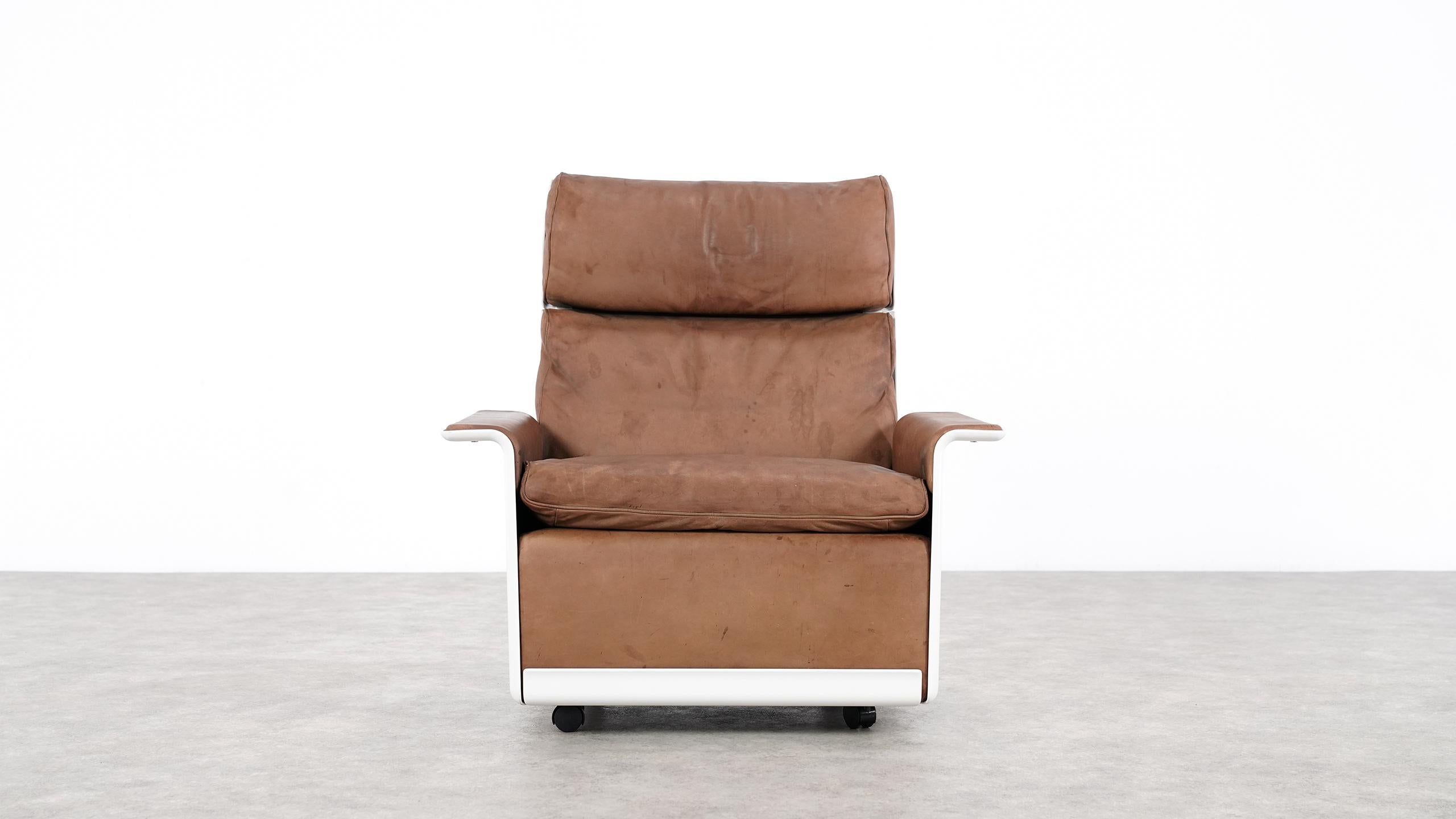 Dieter Rams Lounge Chair RZ 62 1962 by Vitsœ, Germany, Chocolate Leather 1