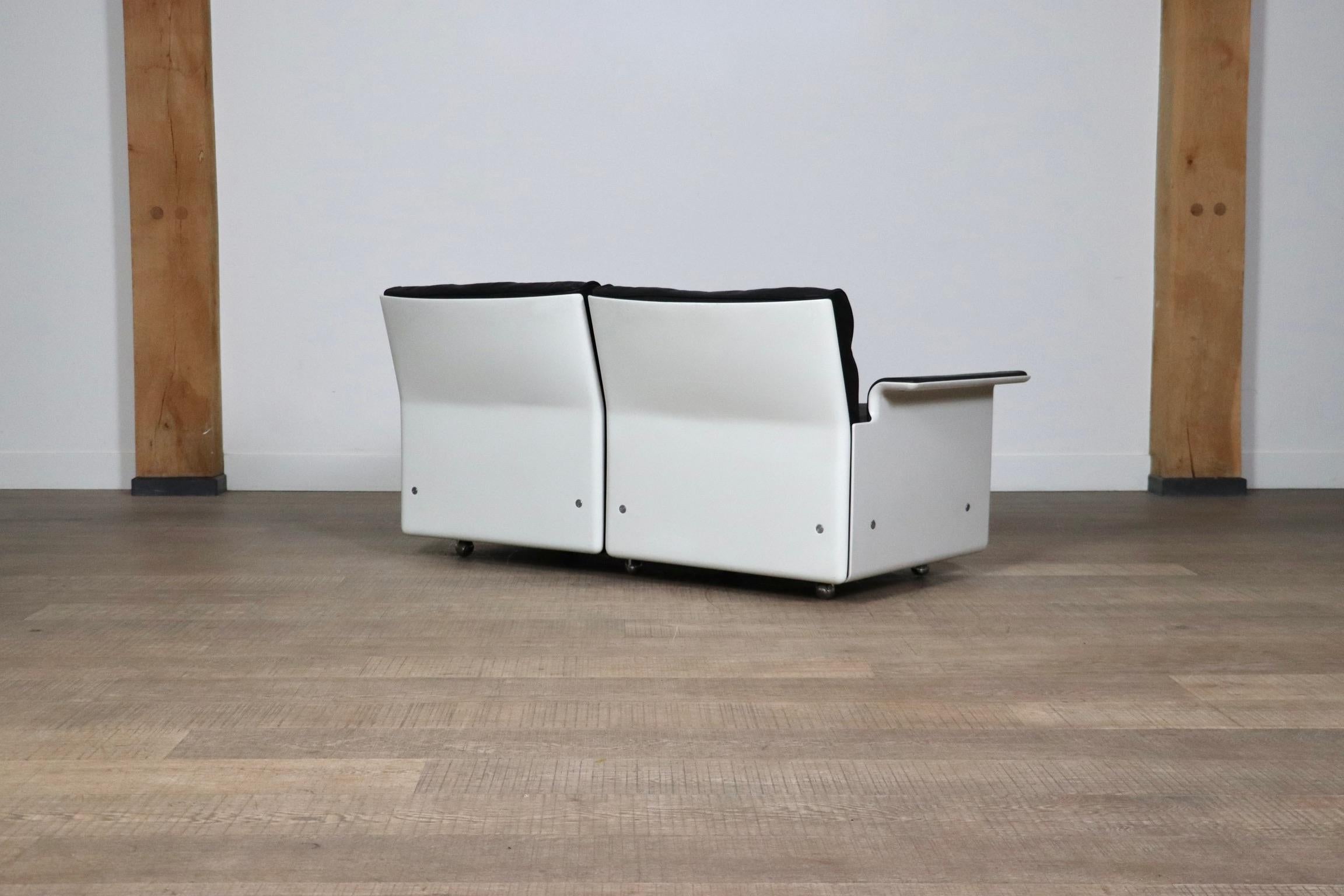 Dieter Rams Modell 620 Zweisitzer-Sofa aus schwarzem Leder für Vitsoe, 1980er Jahre 8