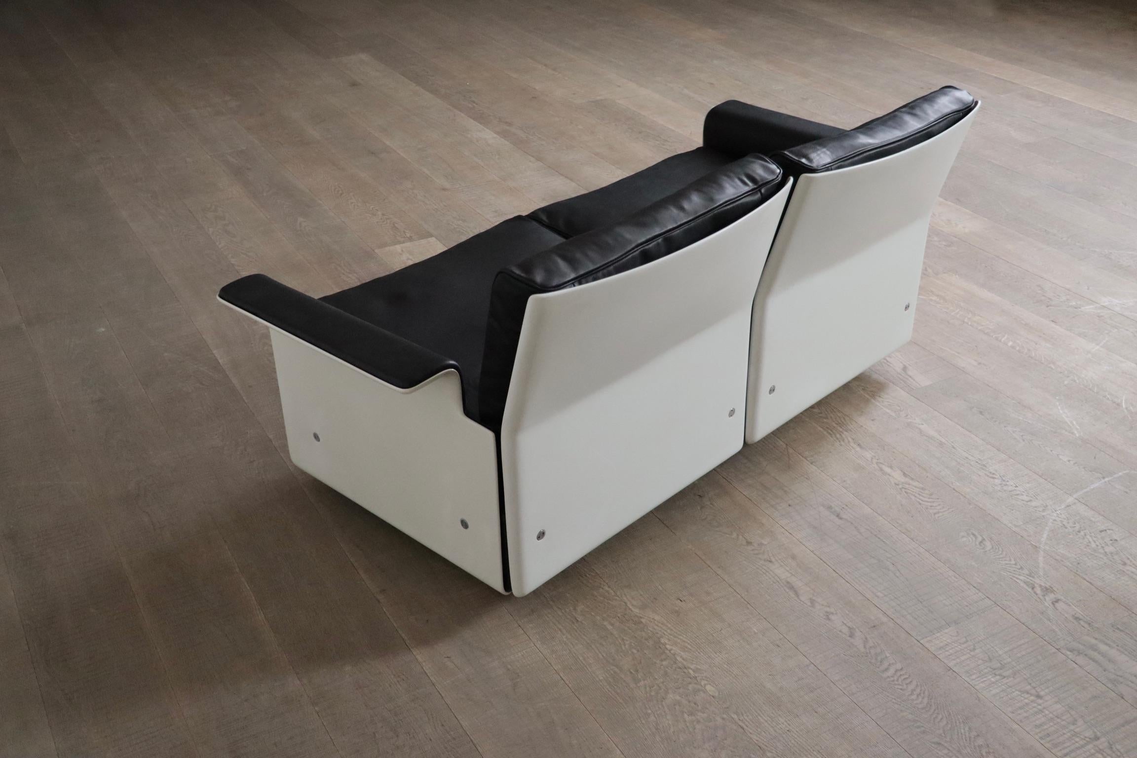 Dieter Rams Modell 620 Zweisitzer-Sofa aus schwarzem Leder für Vitsoe, 1980er Jahre 5