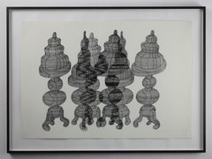 Vintage "Three Cakes on Swivel Chairs", original black and white print, signed by Roth