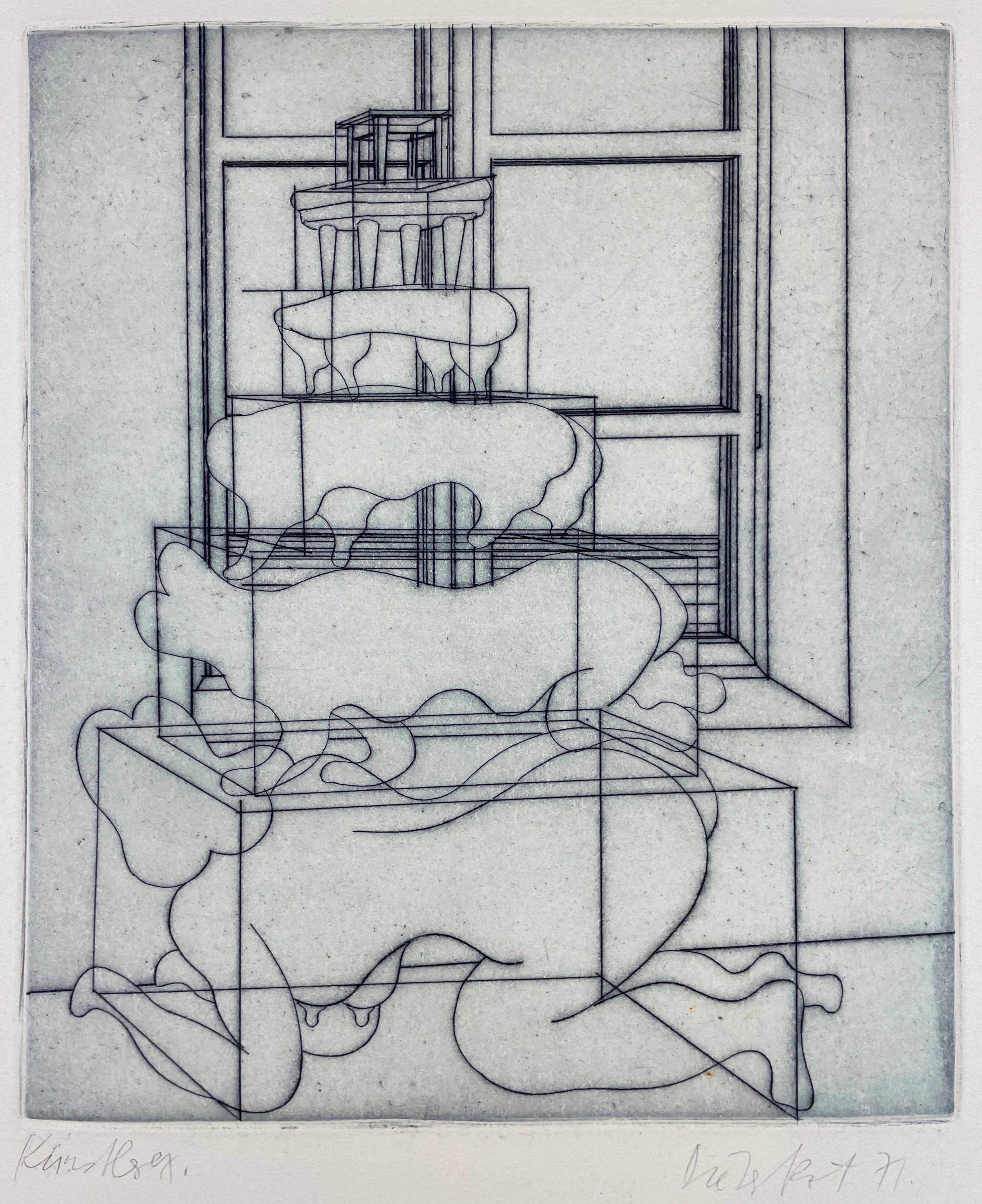 A feminine thought Dieter Roth portfolio abstract geometric black white etching For Sale 3