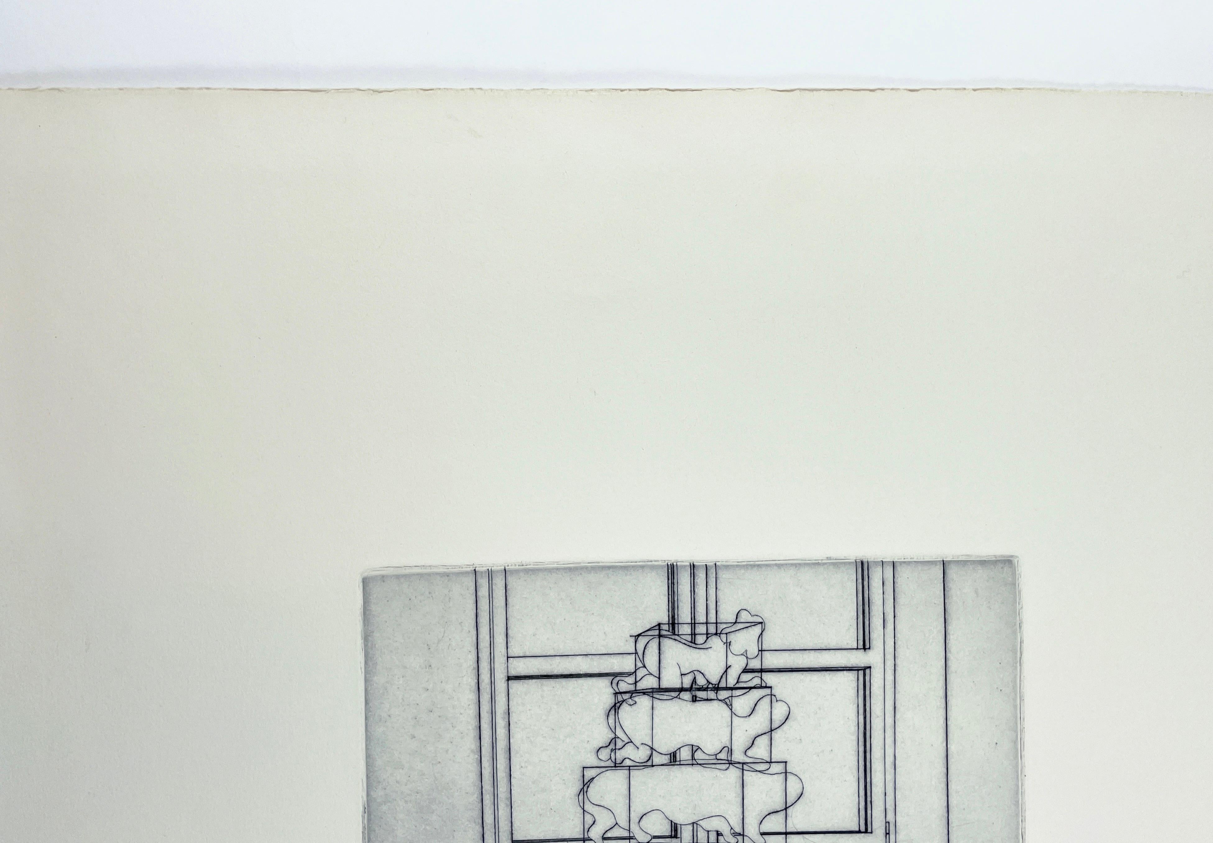 A feminine thought Dieter Roth portfolio abstract geometric black white etching For Sale 6