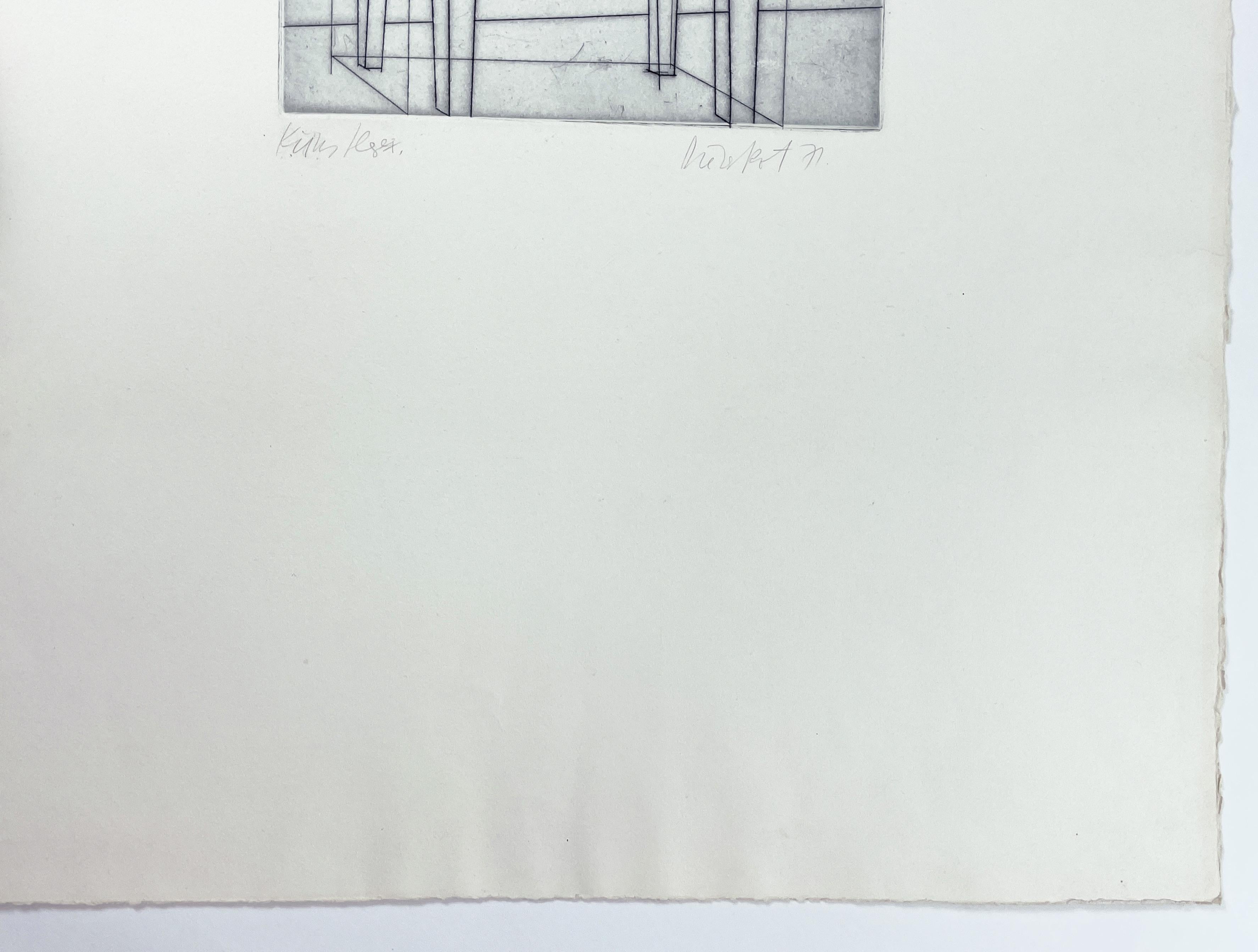 A feminine thought Dieter Roth portfolio abstract geometric black white etching For Sale 7