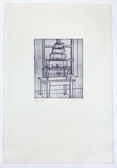 Vintage A feminine thought Dieter Roth portfolio abstract geometric black white etching