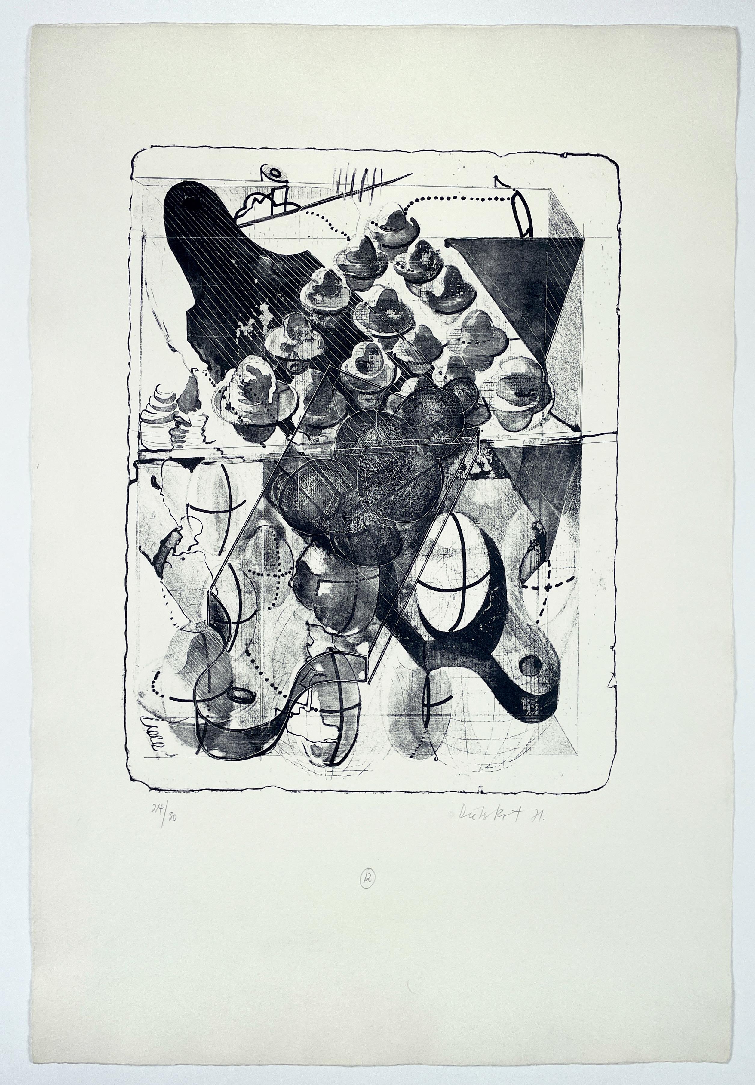 A Muse (single print #11) by Dieter Roth abstract black and white lithograph For Sale 1