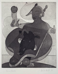 A thought by Dieter Roth abstract geometric black and white etching