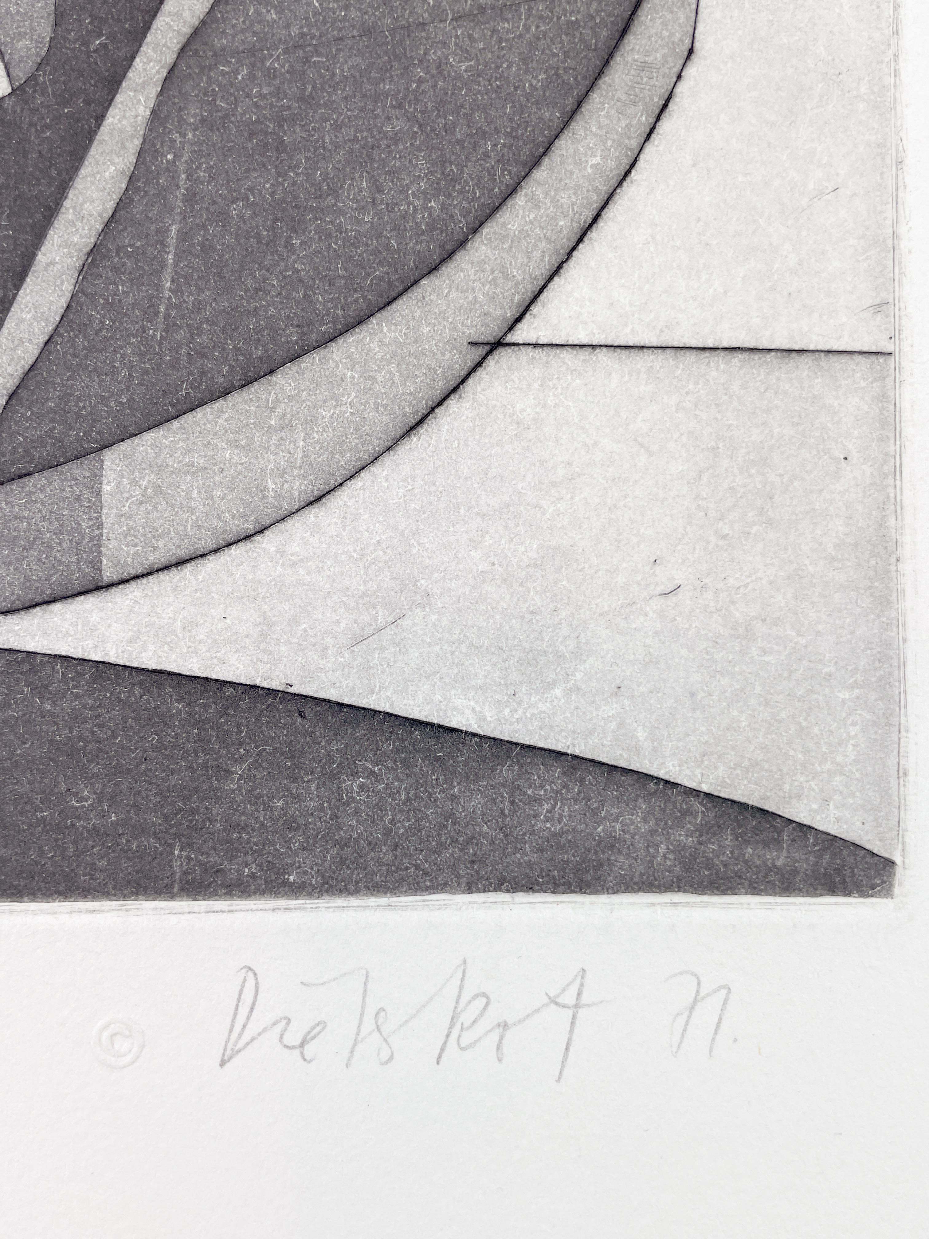 Ein Gedanke von Dieter Roth, abstrakte geometrische schwarz-weiße Radierung im Angebot 3