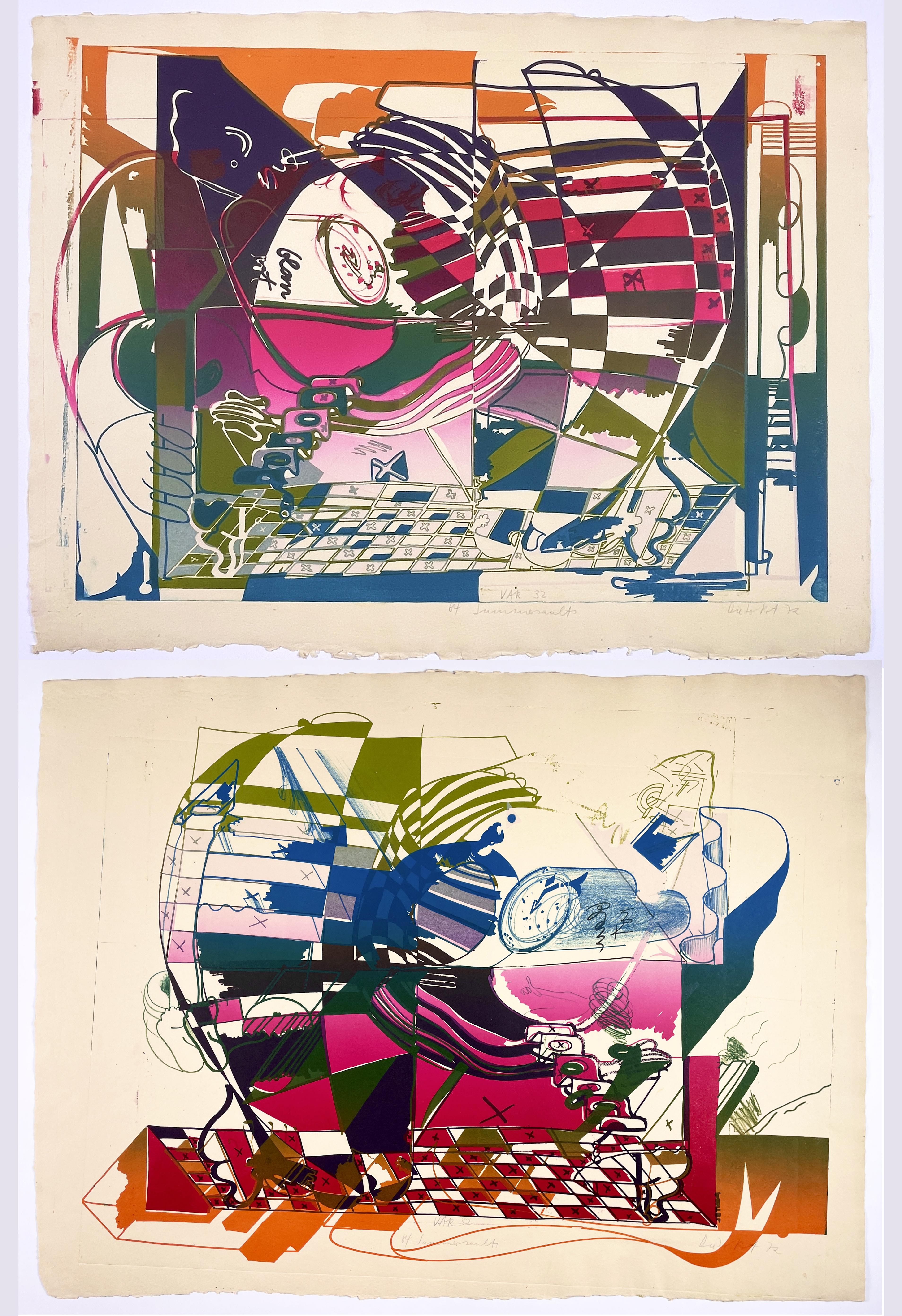 Double Somersault by Dieter Roth (pair of prints) colorful abstract geometric For Sale 2
