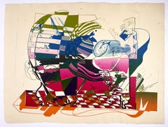 Vintage Double Somersault by Dieter Roth (pair of prints) colorful abstract geometric