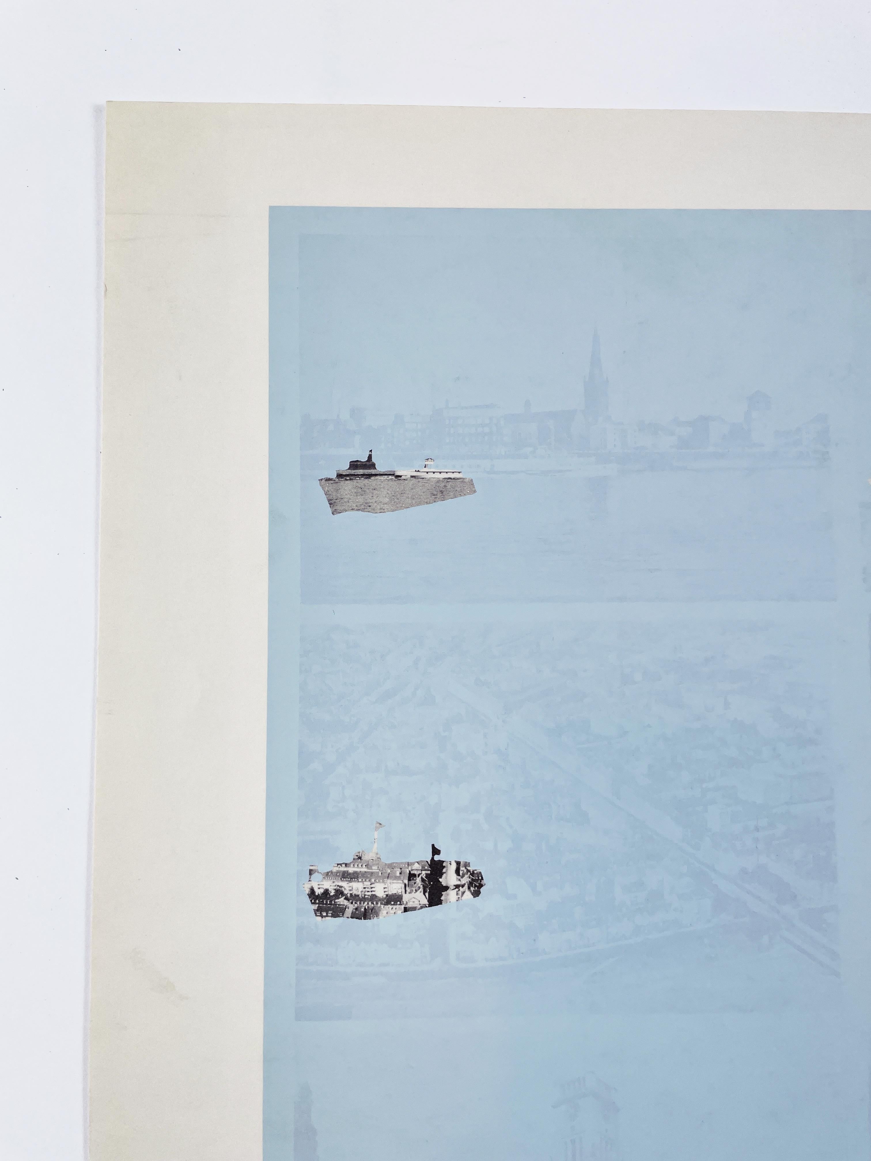 Düsseldorf (Ciudades alemanas) de Dieter Roth monumentos tarjeta postal vintage azul claro en venta 10