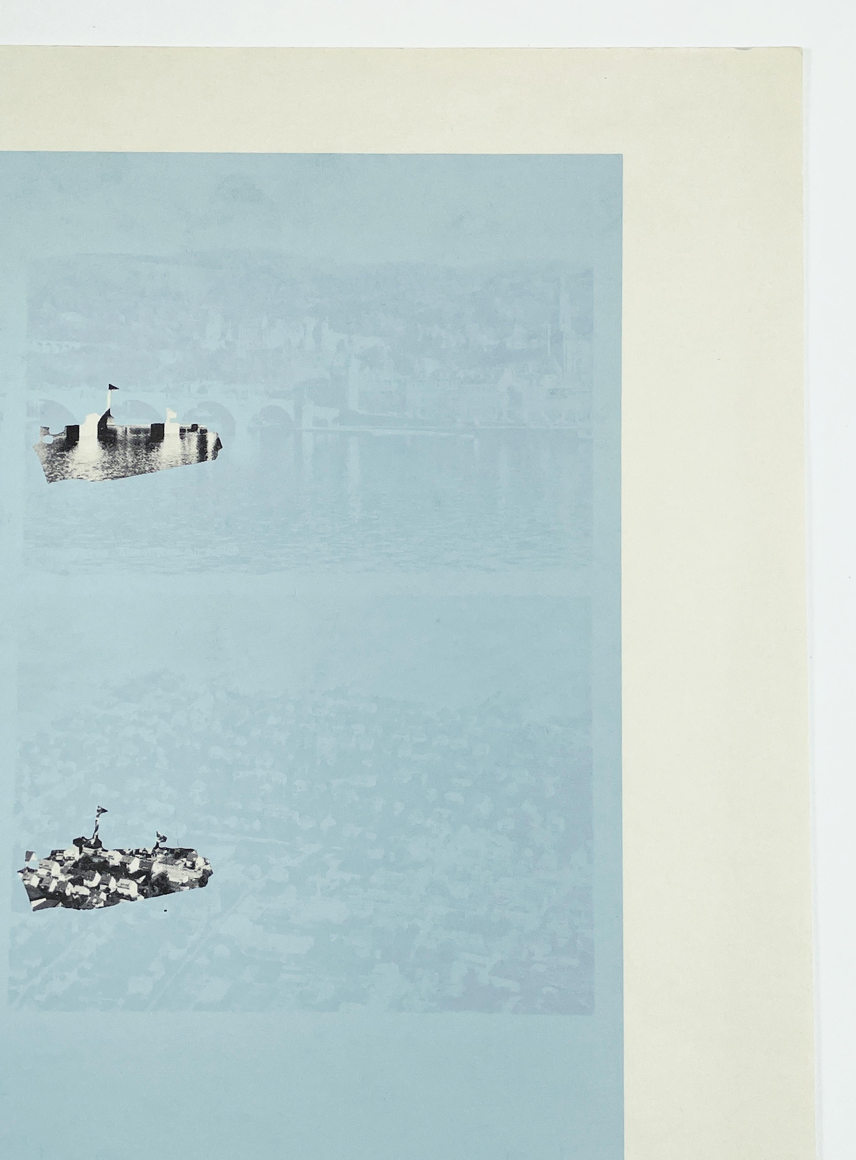 Düsseldorf (Ciudades alemanas) de Dieter Roth monumentos tarjeta postal vintage azul claro en venta 6