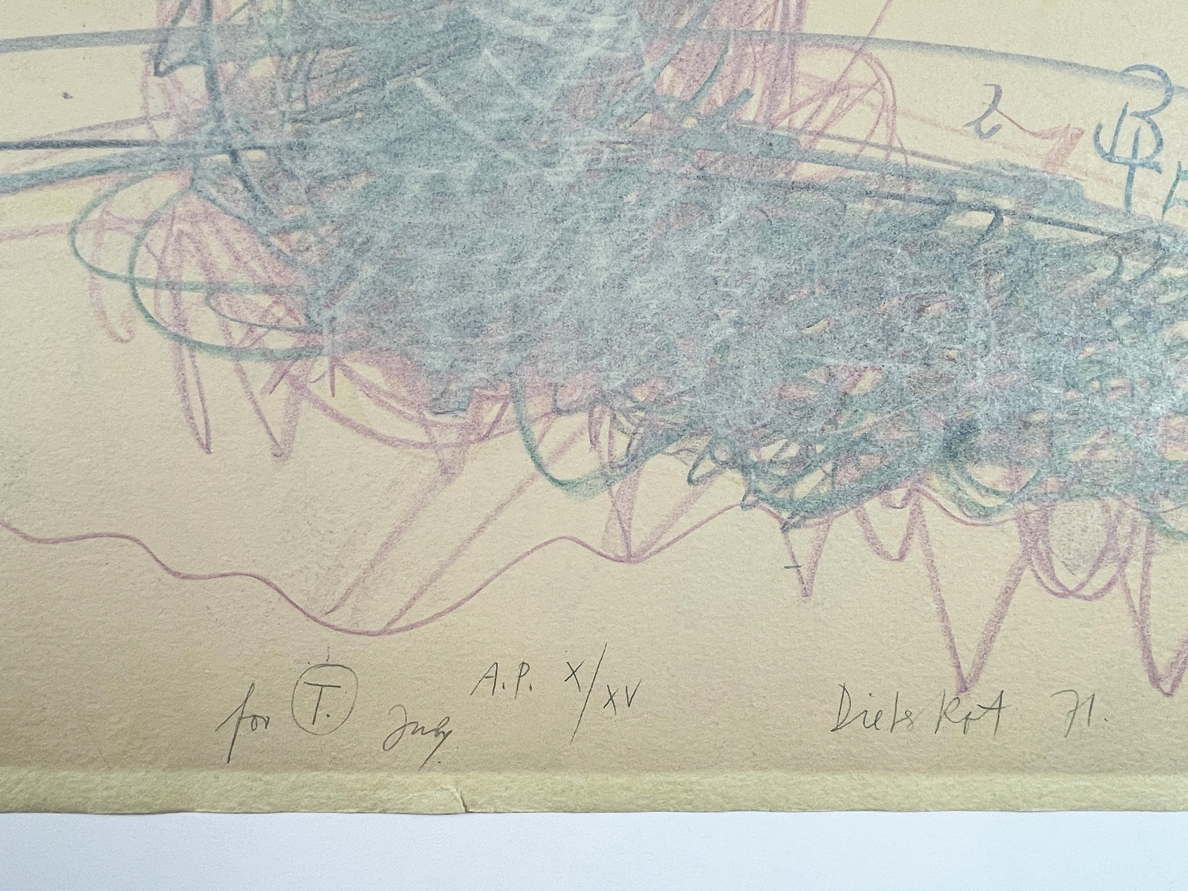 Autoritratto come vaso di fiori di Dieter Roth litografia astratta in vendita 1