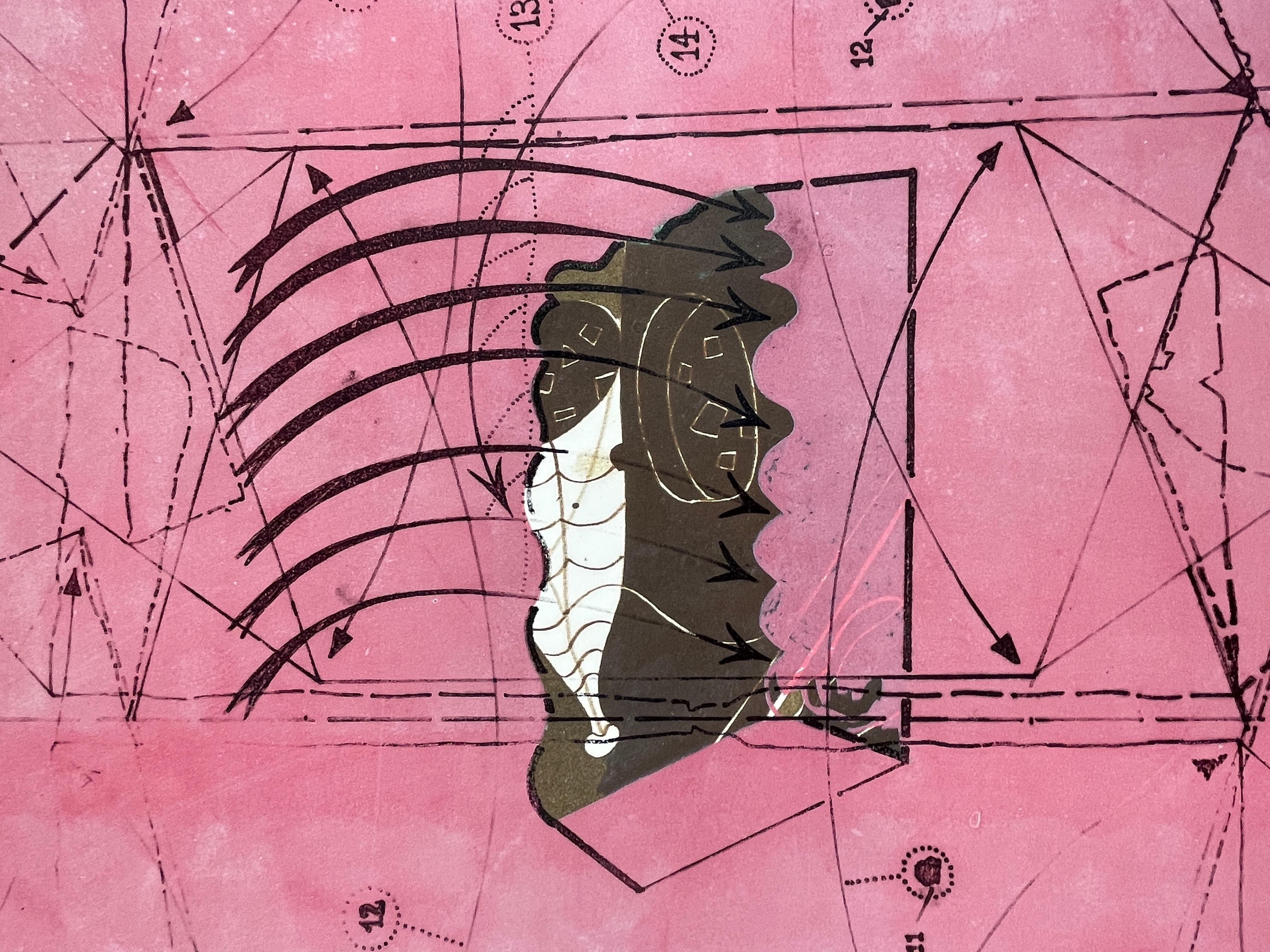 Wrapper by Dieter Roth, abstrakter rosa, einzigartiger, einzigartiger Druck mit schimmerndem Schimmer im Angebot 2