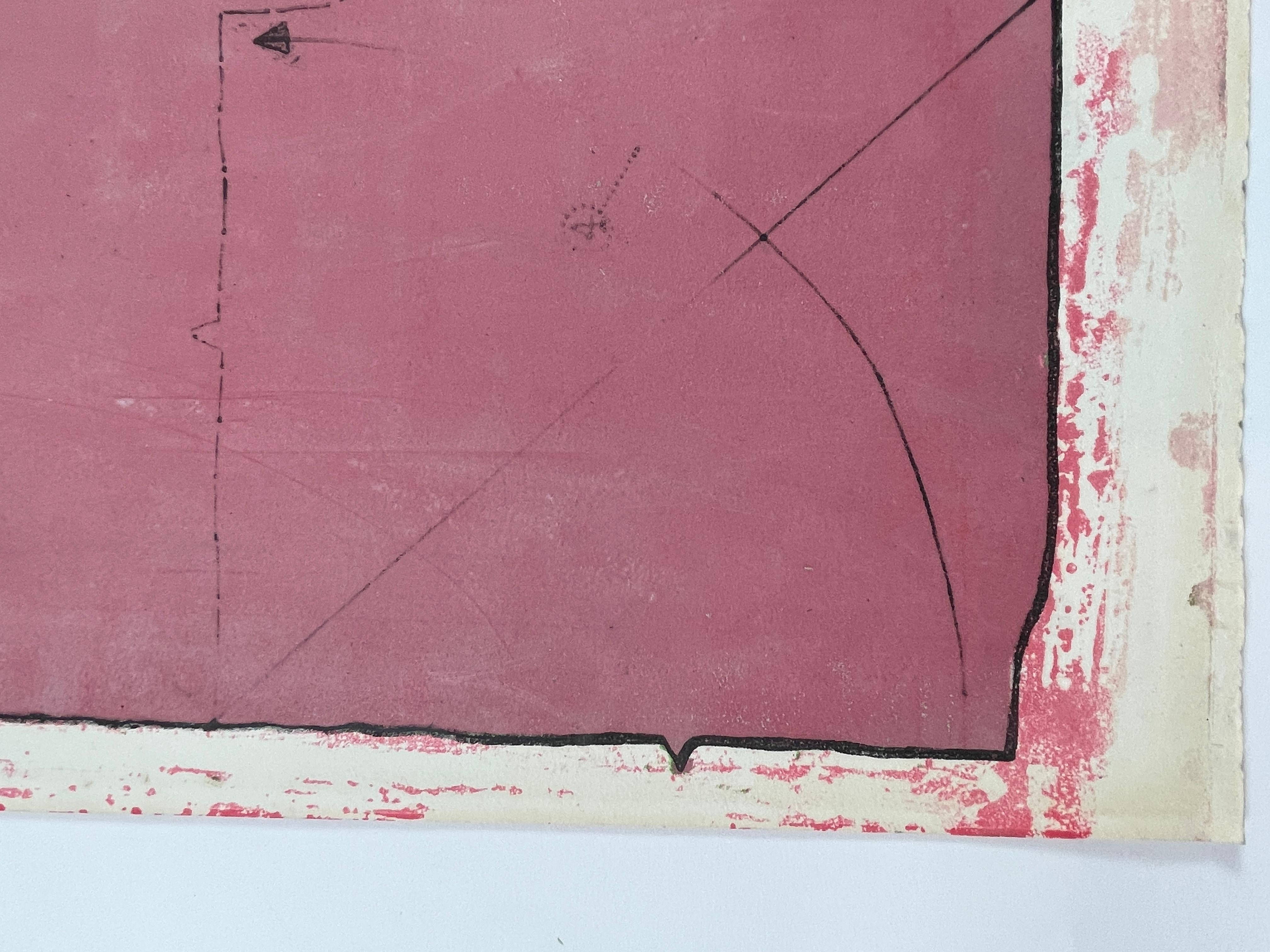 Wrapper by Dieter Roth, abstrakter rosa, einzigartiger, einzigartiger Druck mit schimmerndem Schimmer im Angebot 3