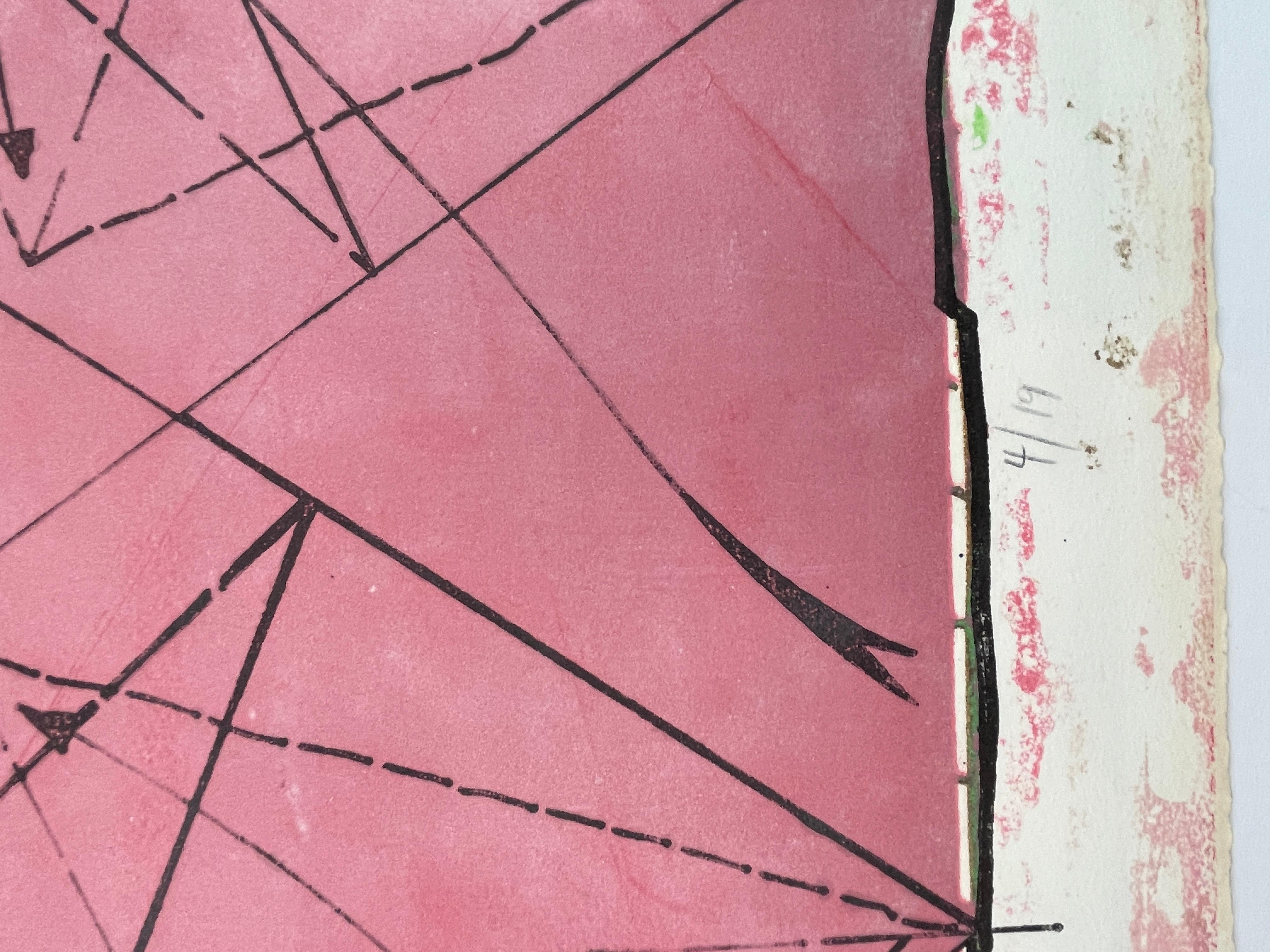 Wrapper by Dieter Roth, abstrakter rosa, einzigartiger, einzigartiger Druck mit schimmerndem Schimmer im Angebot 7