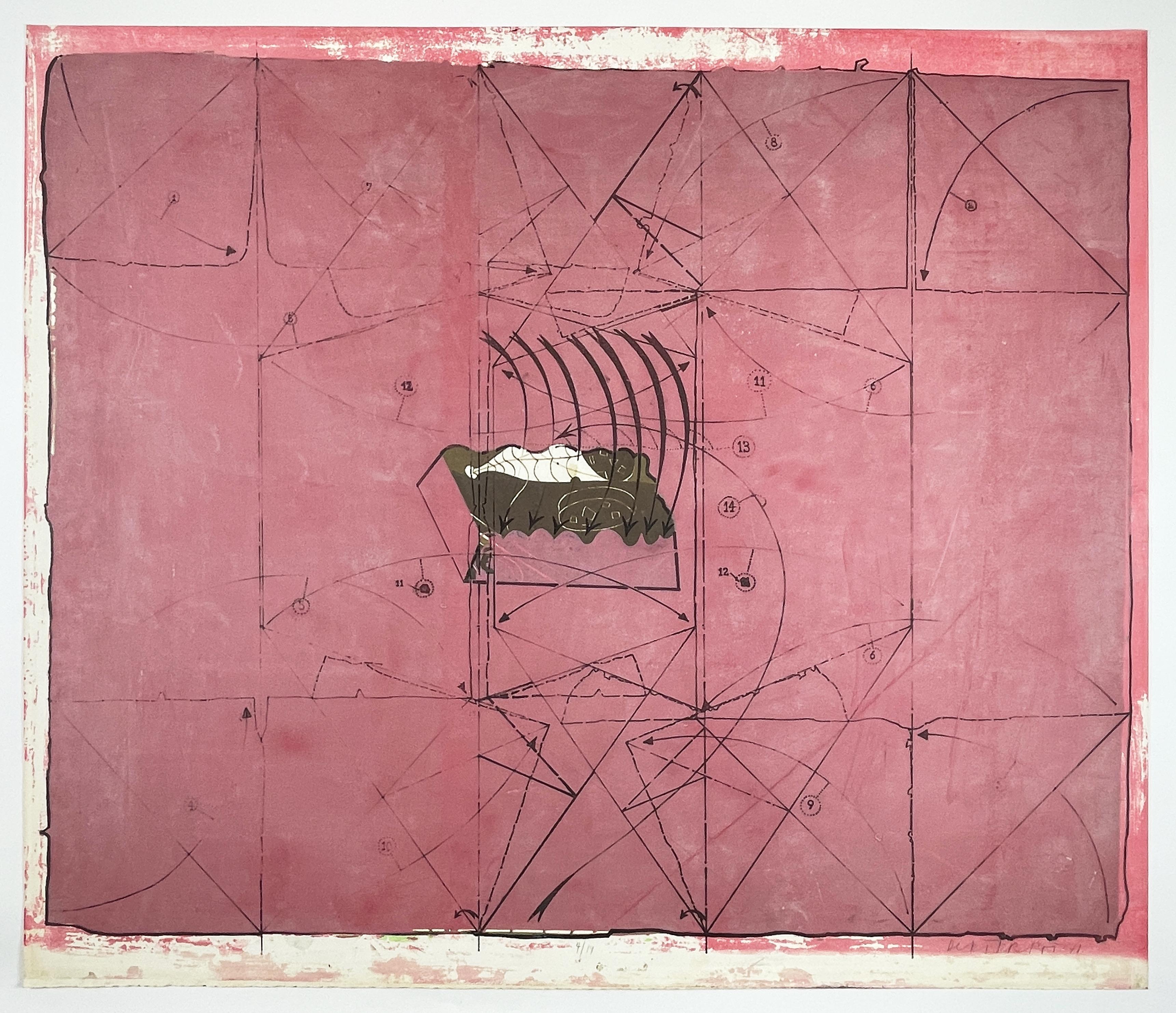 Envoltorio de Dieter Roth rosa abstracto impresión única con brillo