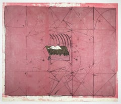 Vintage Wrapper by Dieter Roth abstract pink unique one of a kind print with shimmer