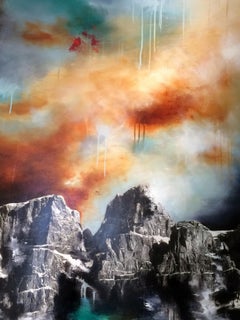 Original mixed media painting by Dieter Schlatter  CASTLE MOUNTAIN/ALBERTA