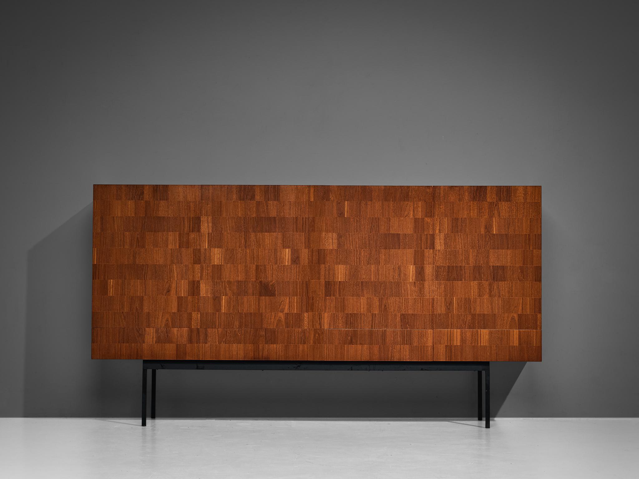 Mid-Century Modern Dieter Waeckerlin for Behr Sideboard in Teak and Maple with Metal Base For Sale