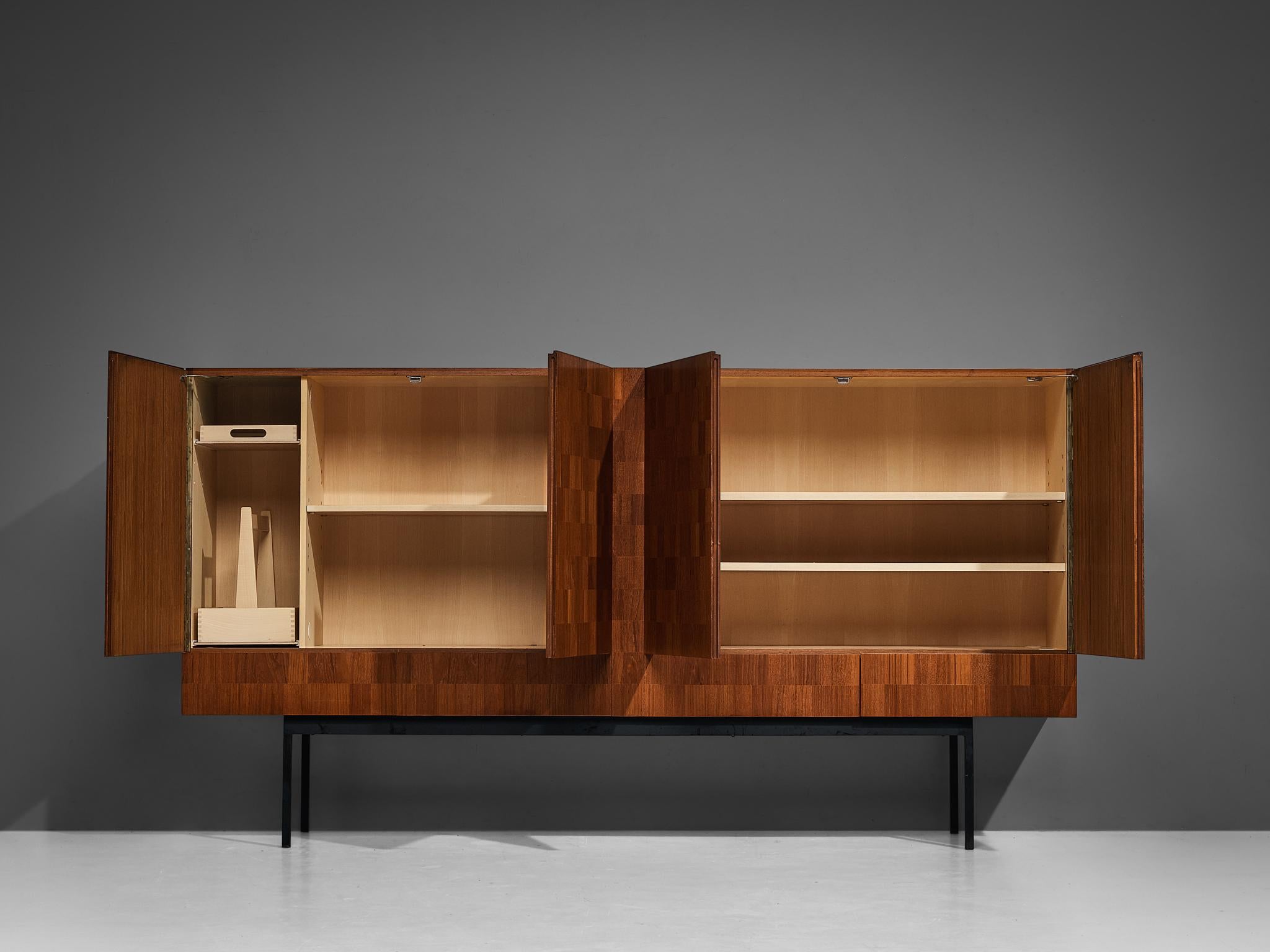 Swiss Dieter Waeckerlin for Behr Sideboard in Teak and Maple with Metal Base For Sale