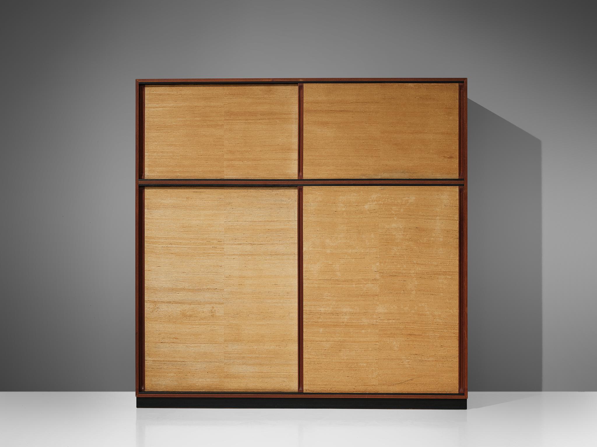 Mid-20th Century Dieter Waeckerlin Highboard in Teak and Seagrass  For Sale