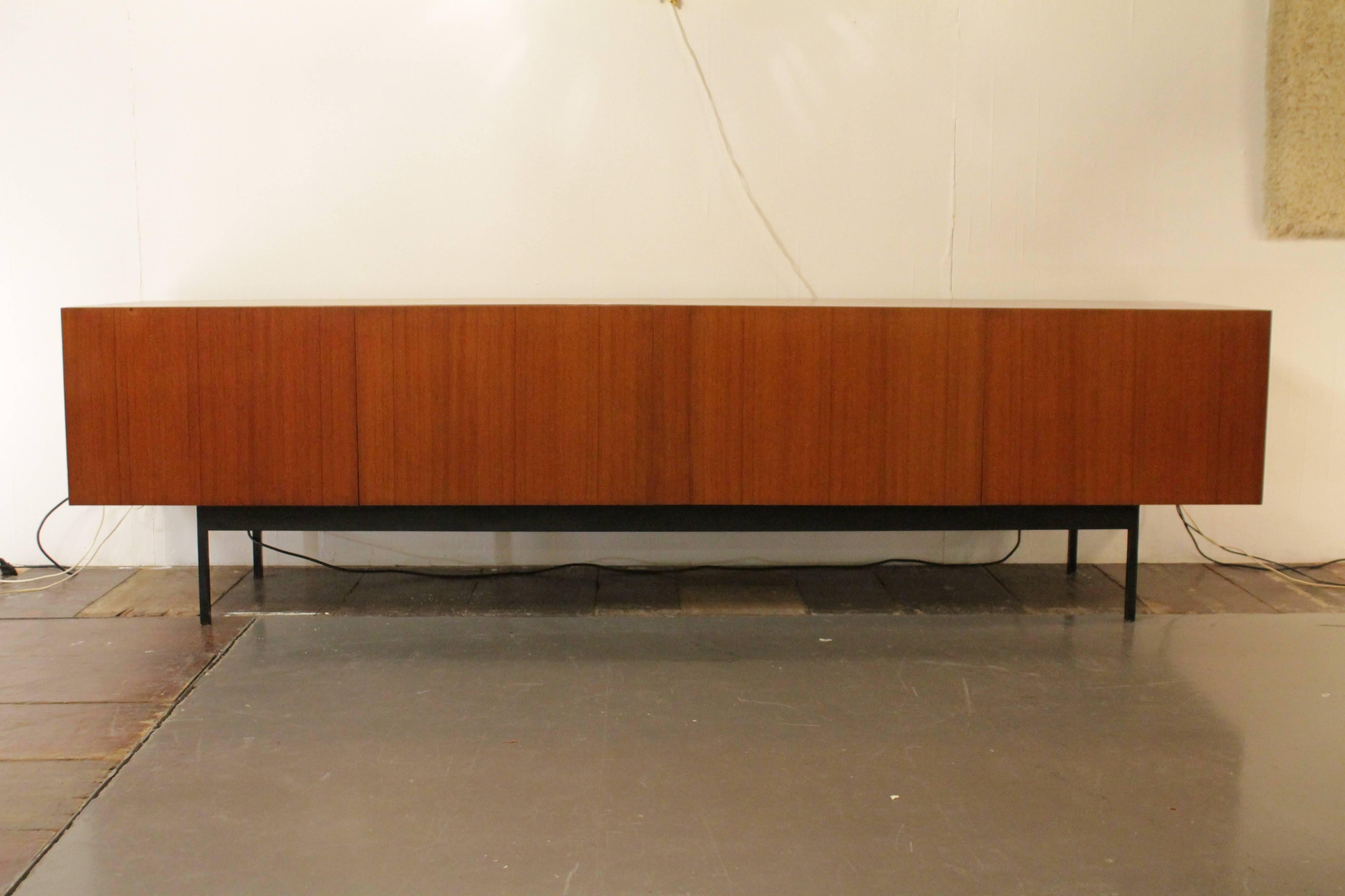 Minimalist teak sideboard by Dieter Waeckerlin produced by Ideal Heim, Switzerland, circa 1958.
 
