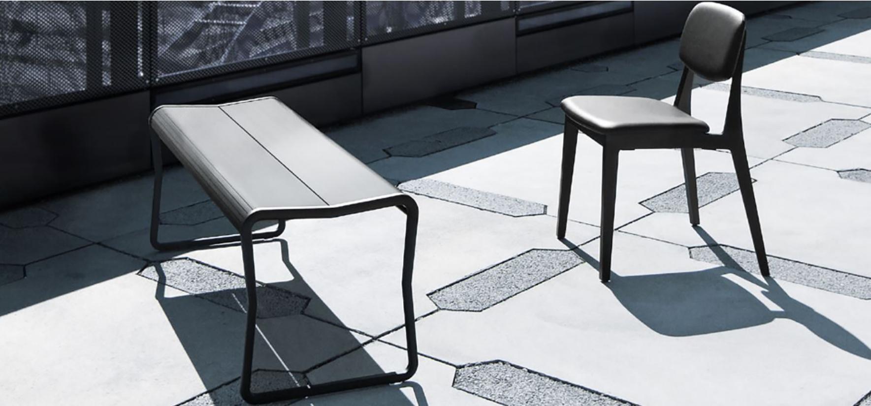 Minimalist Dietiker Ery 3-Seat Aluminum Bench, Indoor / Outdoor, Designed by Andreas Saxer For Sale