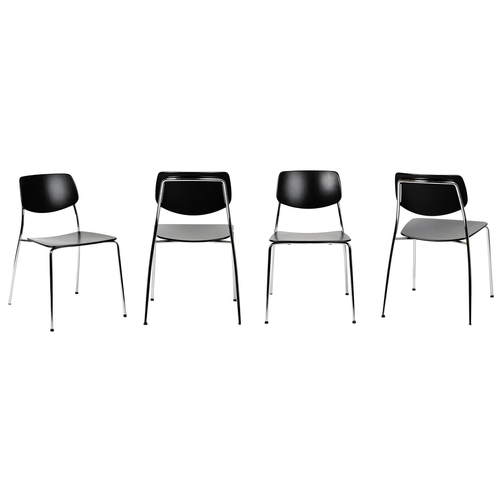 Dietiker Felber C14 Metal Dining Chair, Modular Design, Set of 4 For Sale