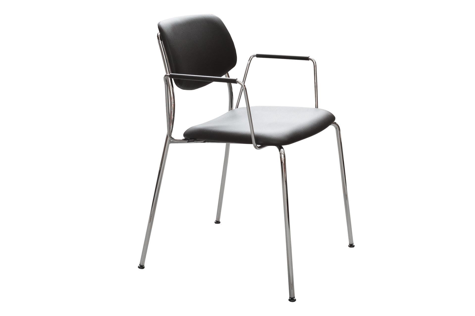 Swiss Dietiker Felber C14 Metal Dining Chair with Arms, Modular Design, Set of 2 For Sale