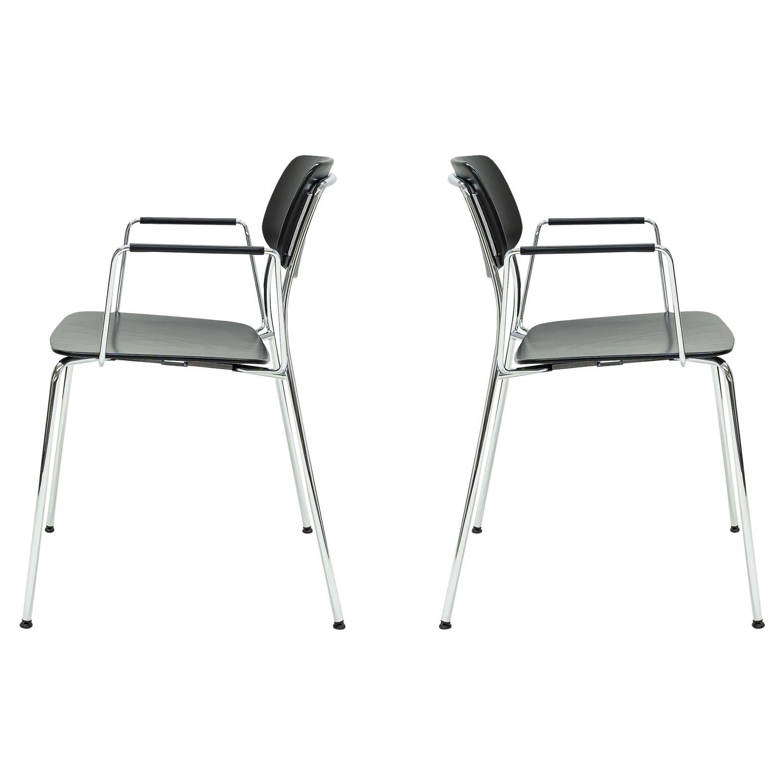 Dietiker Felber C14 Metal Dining Chair with Arms, Modular Design, Set of 2 For Sale