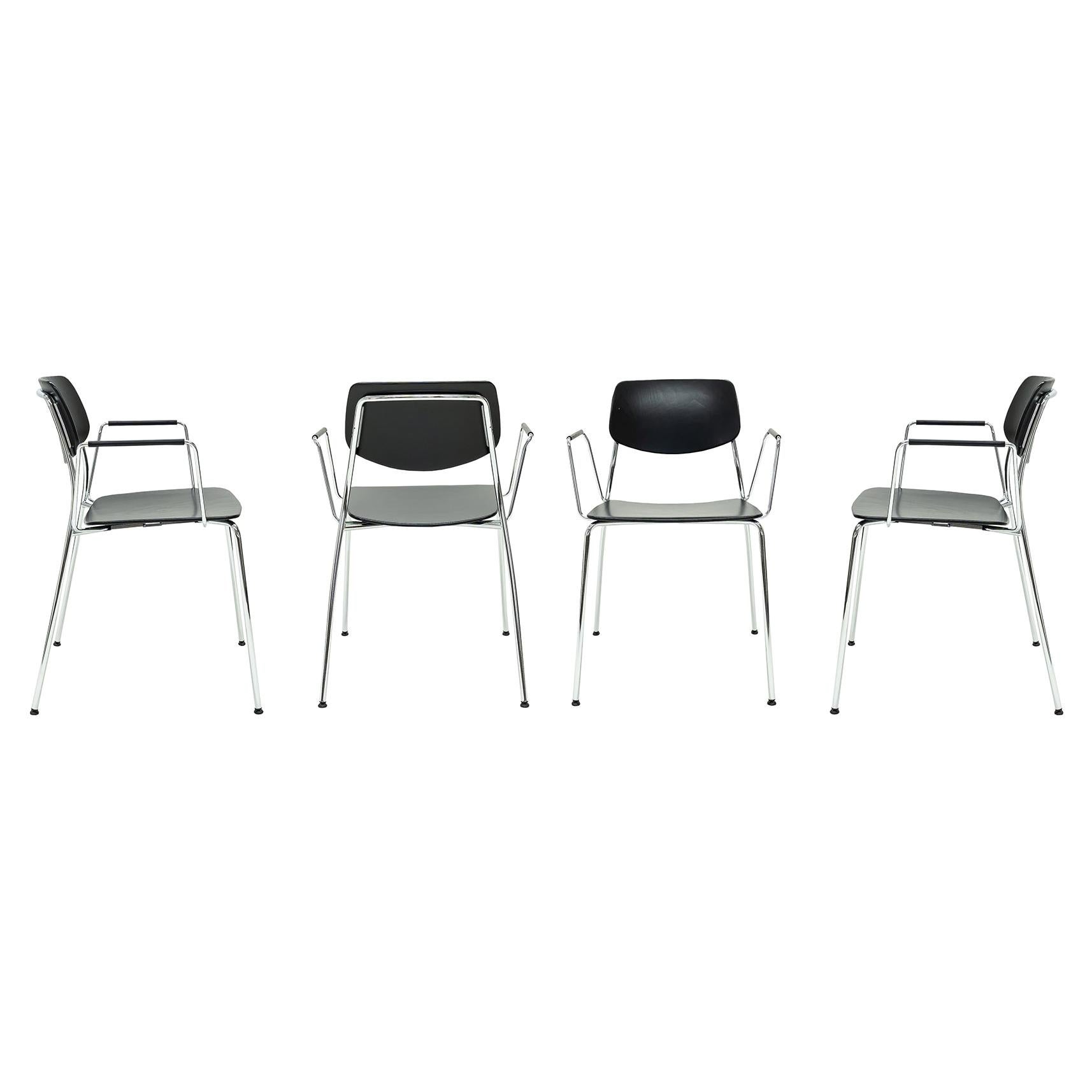 Dietiker Felber C14 Metal Dining Chair with Arms, Modular Design, Set of 4 For Sale