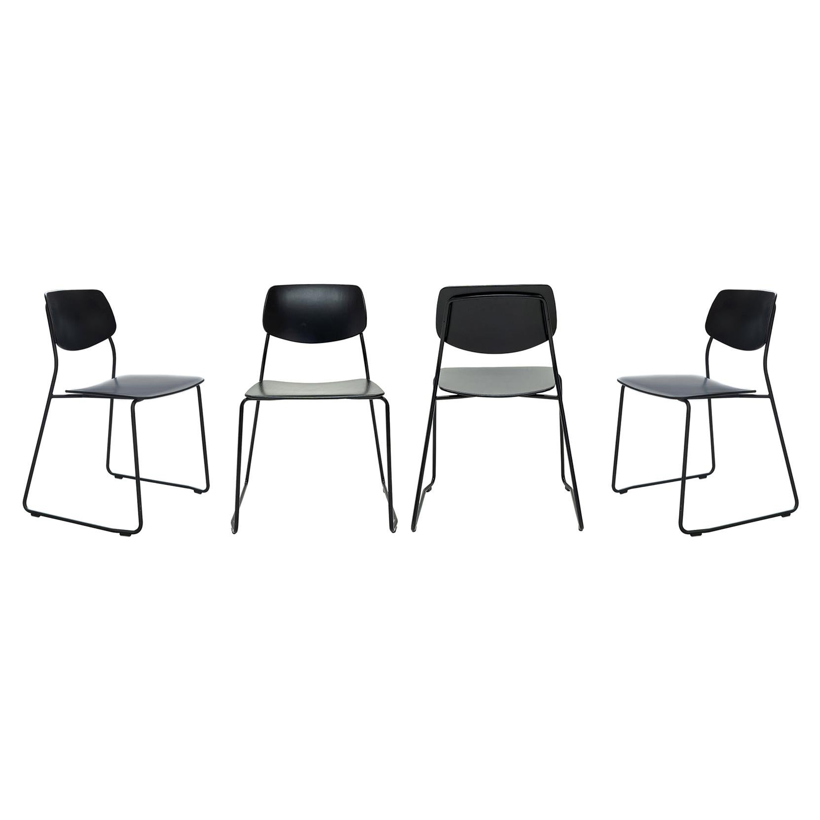 Dietiker-Esszimmerstuhl aus Filz mit C14-Schirm, modulares Design, 4er-Set