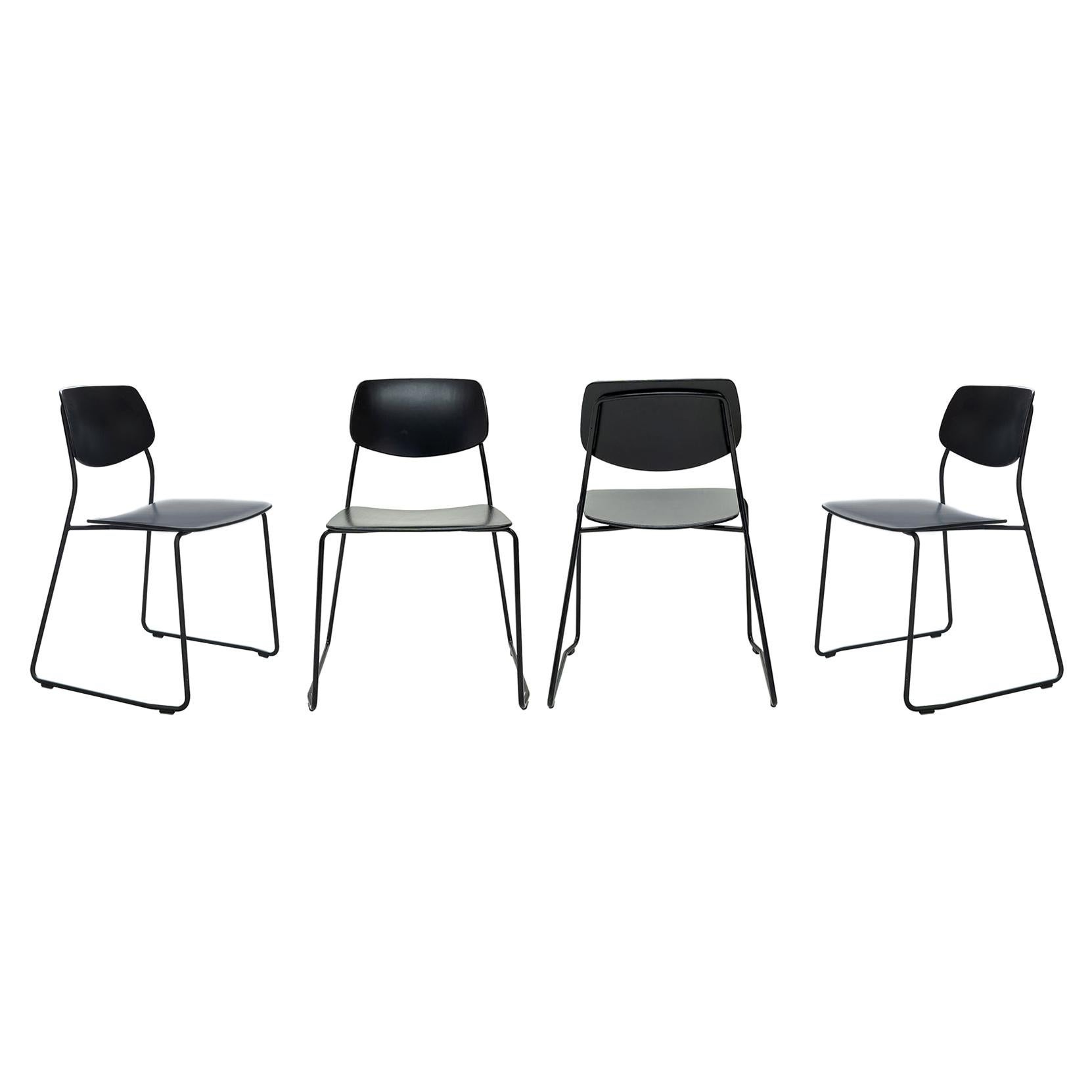 Dietiker Felber C14 Sled Dining Chair, Modular Design, Set of 4