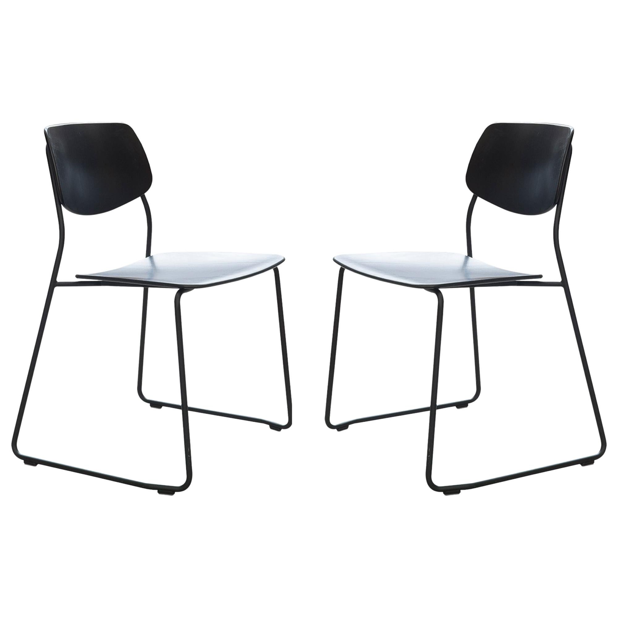 Dietiker Felber C14 Sled Modern Dining Chair, Modular Design, Set of 2 For Sale