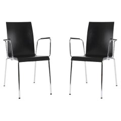 Dietiker Poro L Swiss Chair, Beechwood, Black, with Armrests, in Stock