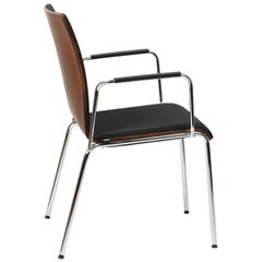 Dietiker Poro L-Swiss Chair, Beechwood, Brown with Black Upholstery, in Stock