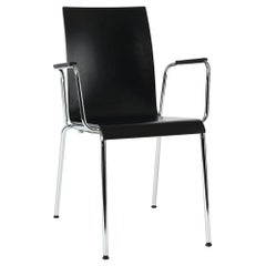 Dietiker Poro L Swiss Side Chair, Beechwood, Black, with Armrests, in Stock