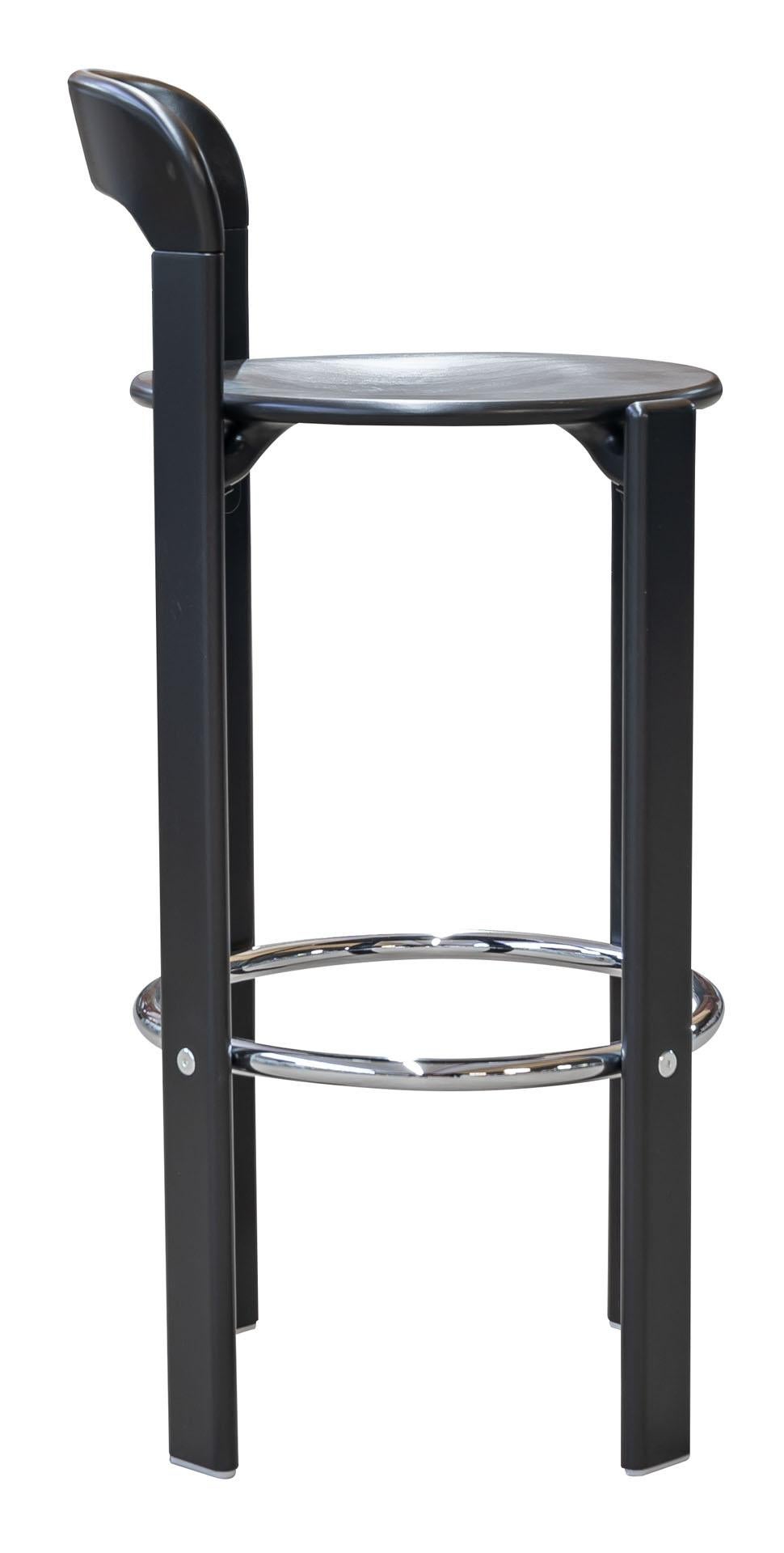 Hungarian Dietiker Rey Barstool with Back, Mid-Century Modern, Designed by Bruno Rey, 1971
