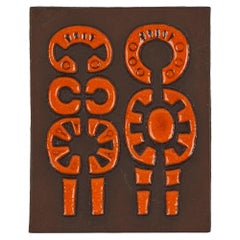 Vintage Dietlinder Hein for Danish Knabstrup Abstract Art Pottery Wall Tile