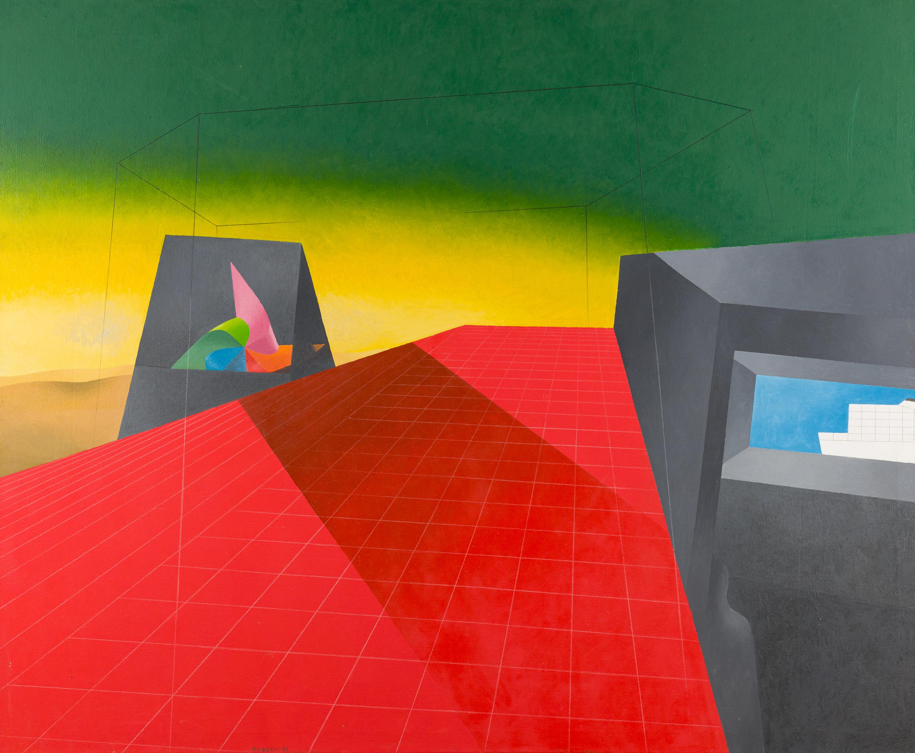 Paesaggio con vento a picco sul mare - Painting Astrattismo geometrico di Dietmar Gubsch