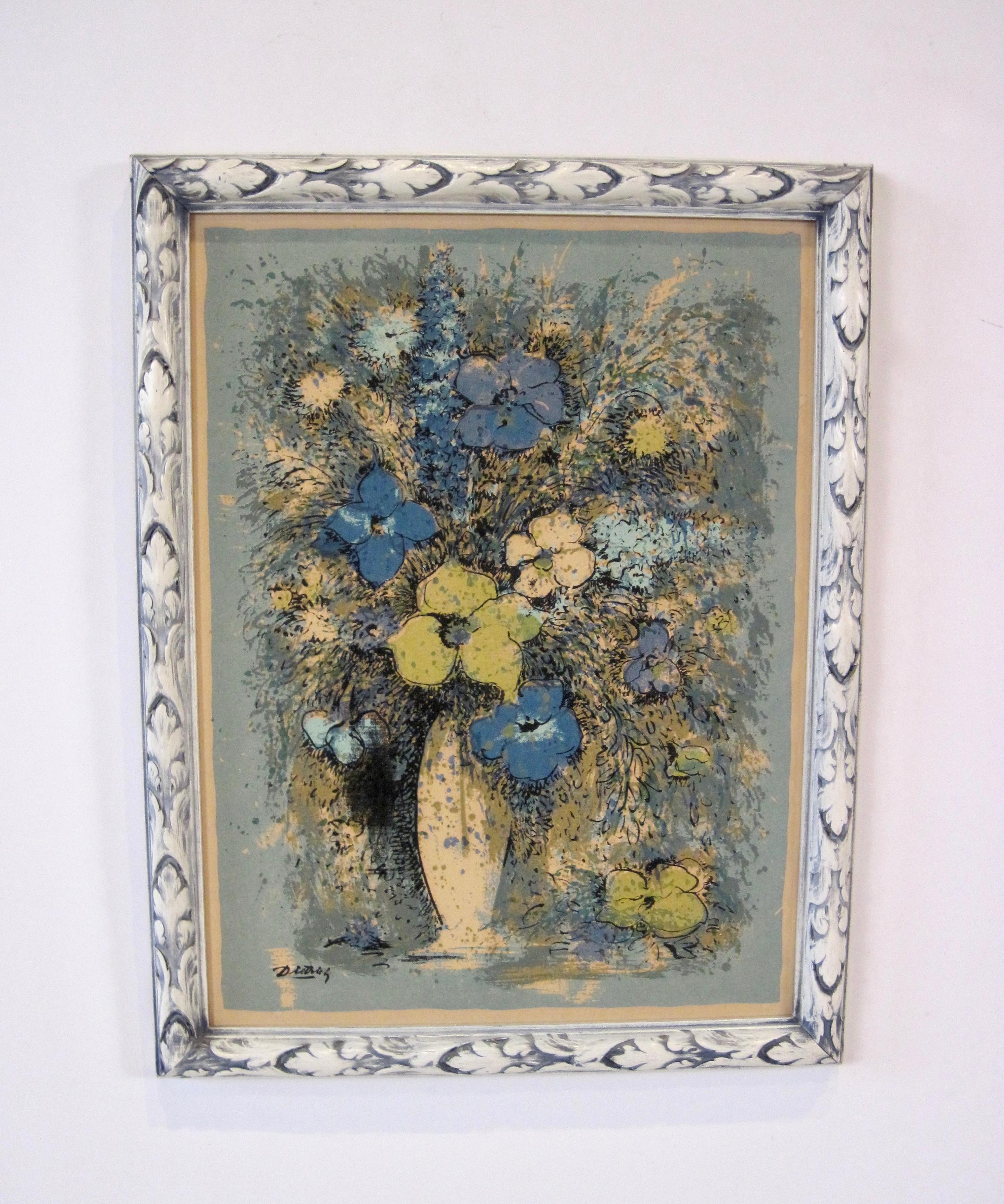 Dietrich Grunewald Floral Serigraph Print Pair Framed For Sale 5