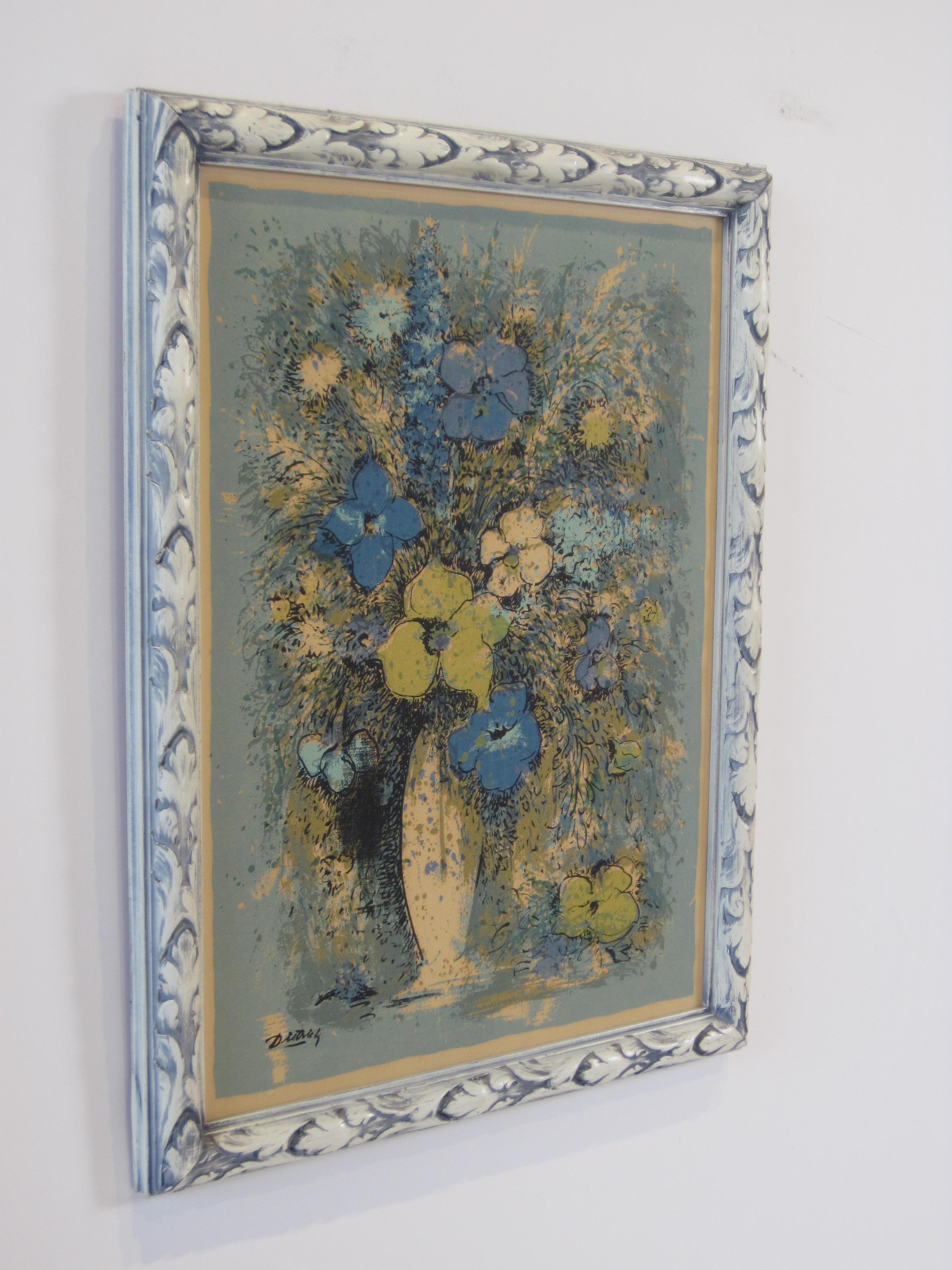 Dietrich Grunewald Floral Serigraph Print Pair Framed For Sale 6