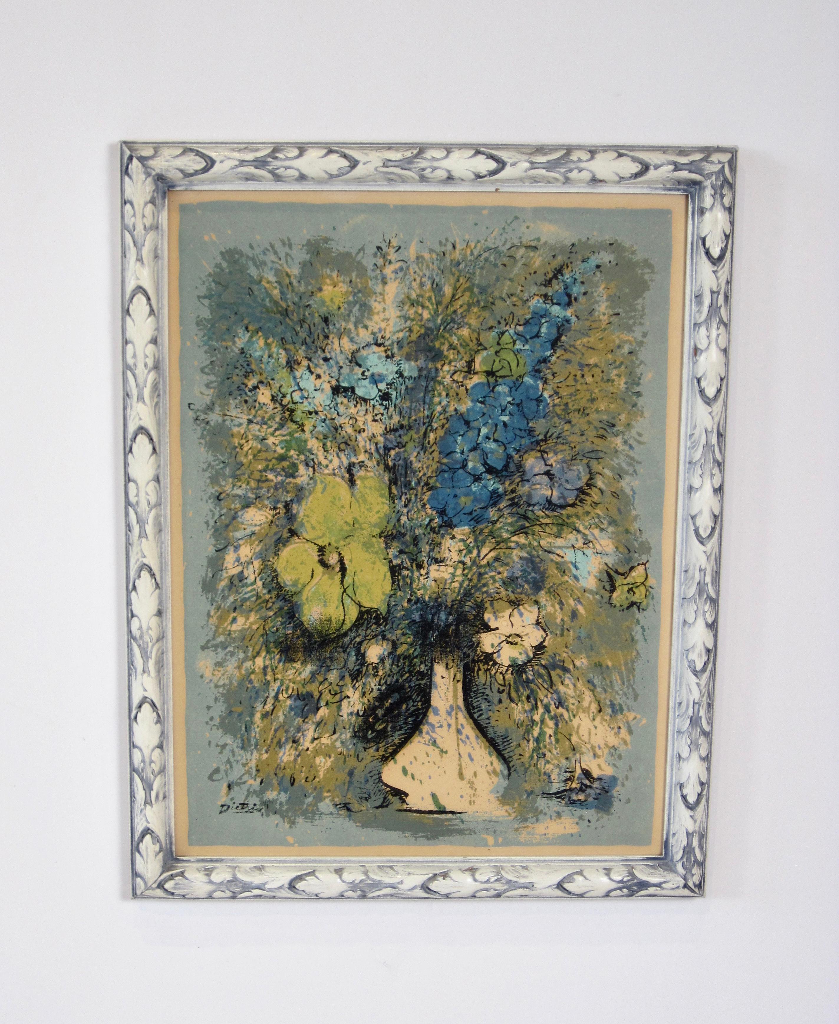 Dietrich Grunewald Floral Serigraph Print Pair Framed For Sale 1