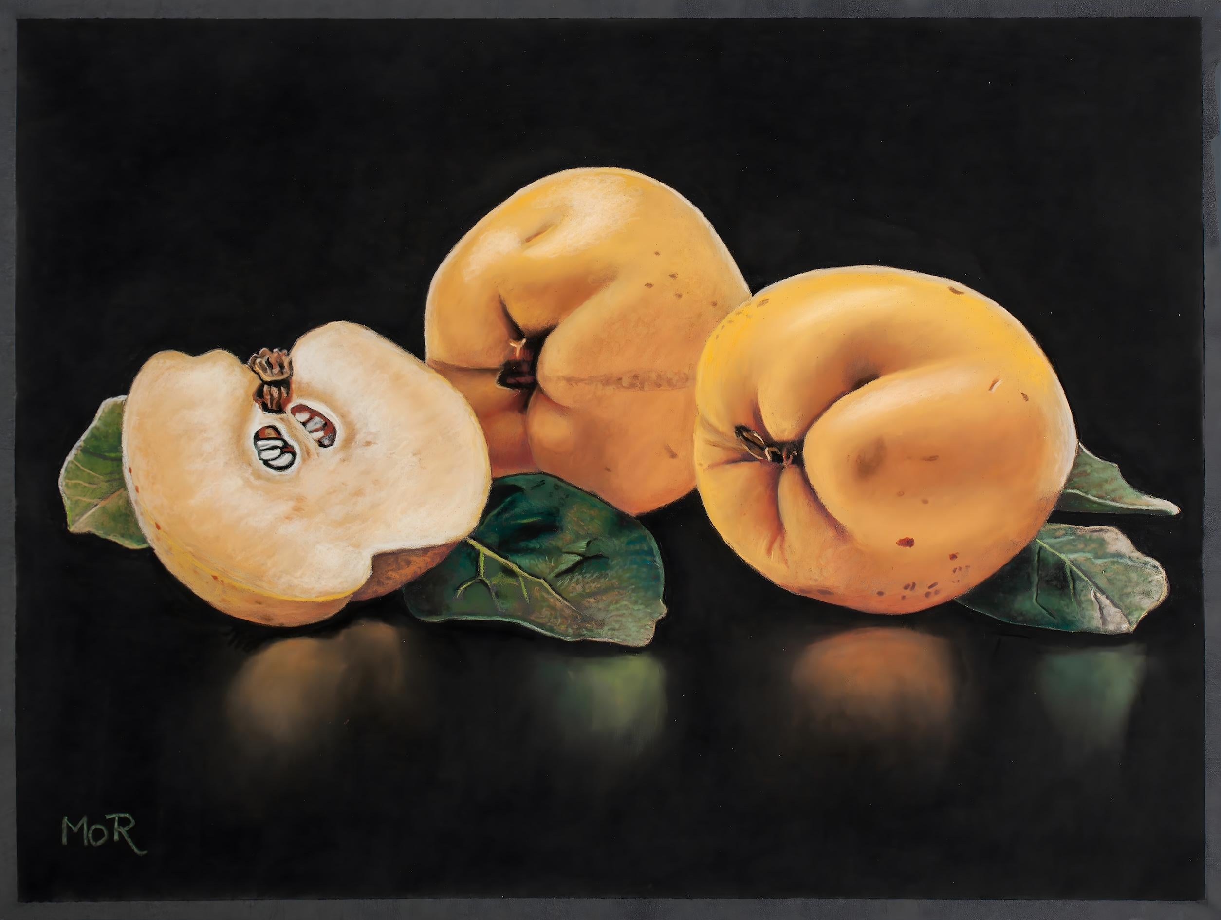 Dietrich Moravec Still-Life Painting - Mourning Quinces - Photorealist Pastel Still Life Painting