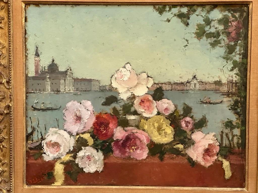 Paint Dietz Edzard (German, 1893-1963) Still Life of Flowers with Venetian Backdrop