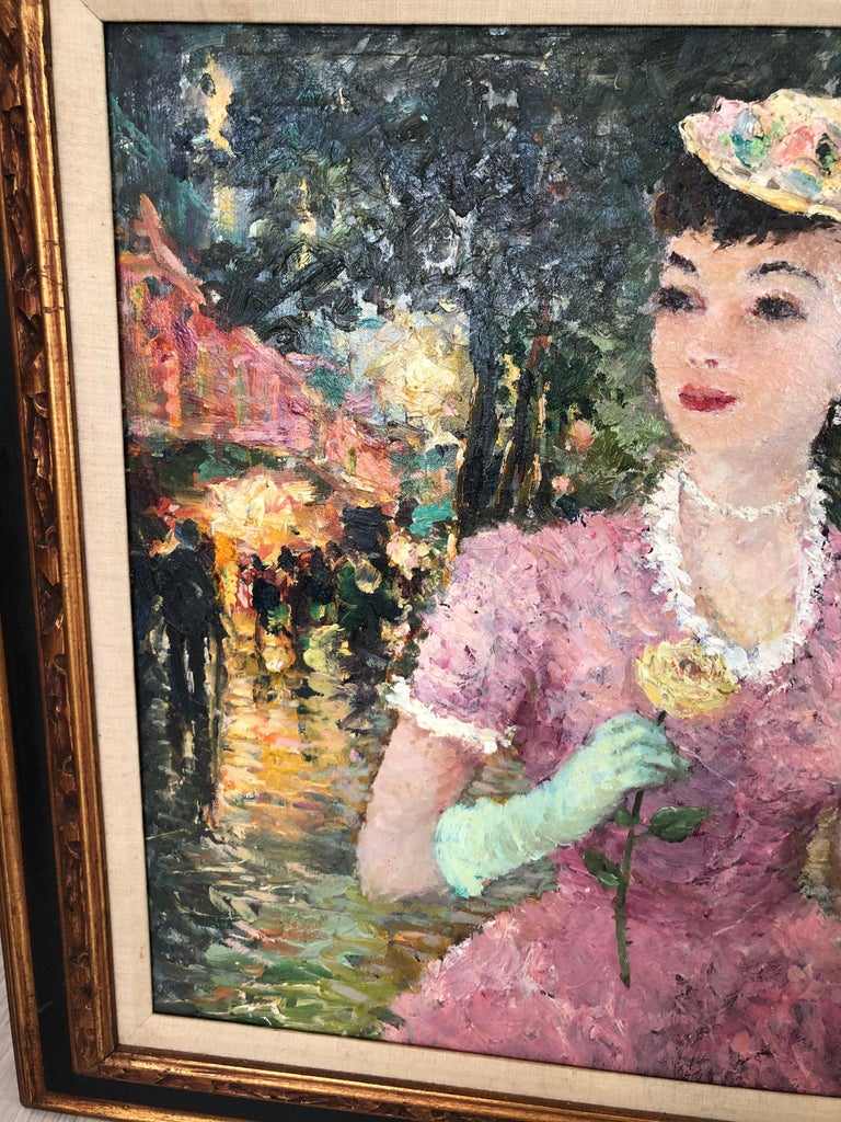 Dietz Edzard Oil on Canvas of Woman with Rose For Sale at 1stDibs